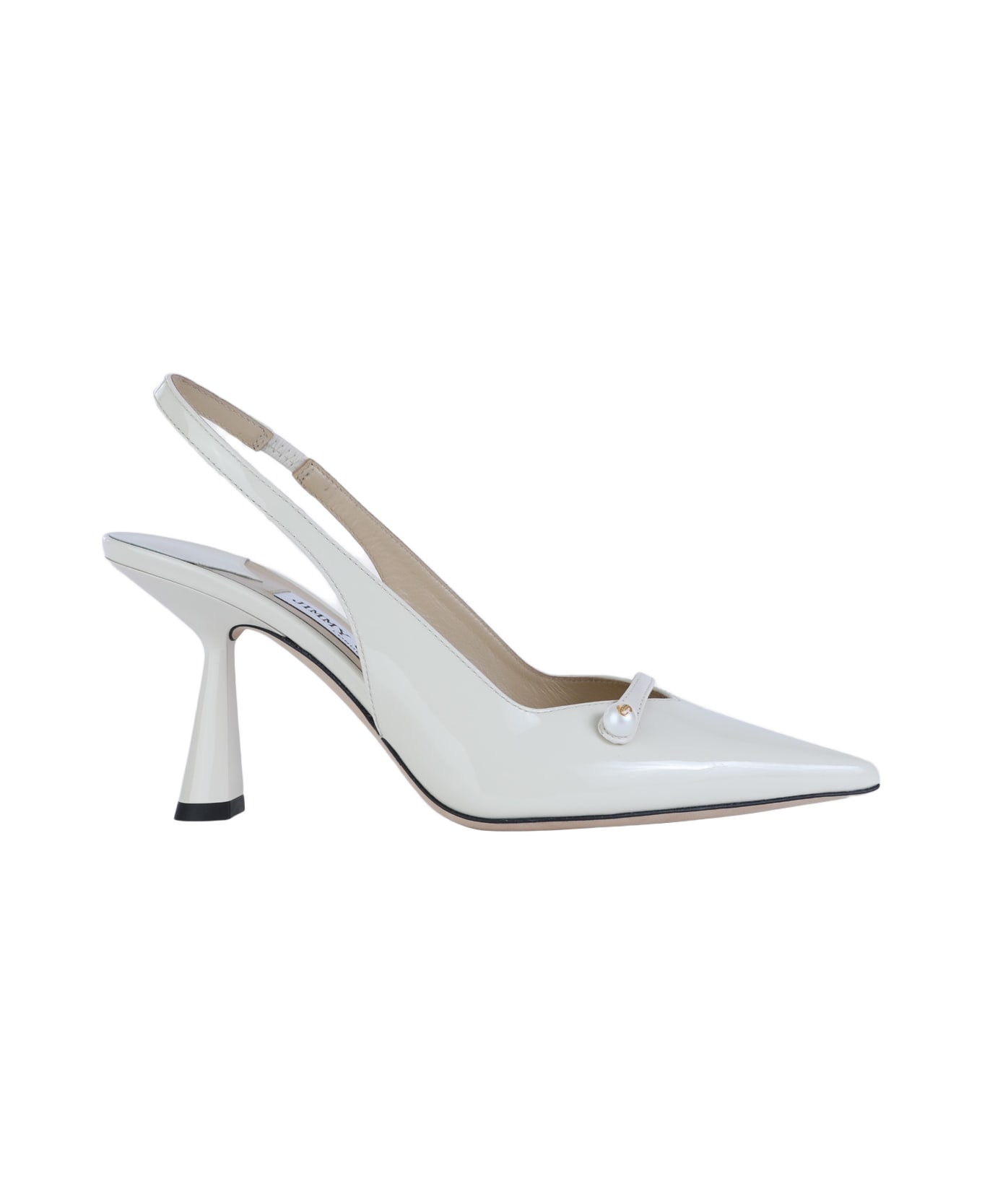 Jimmy Choo White Leather Amita Pumps - LATTE/BLACK