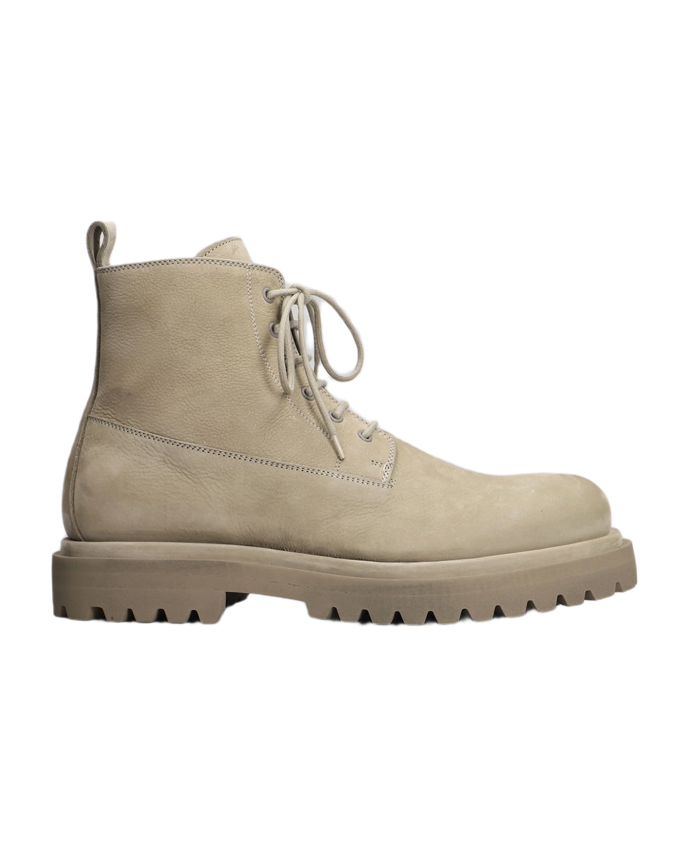 Officine Creative Eventual 020 Combat Boots In Beige Leather - beige
