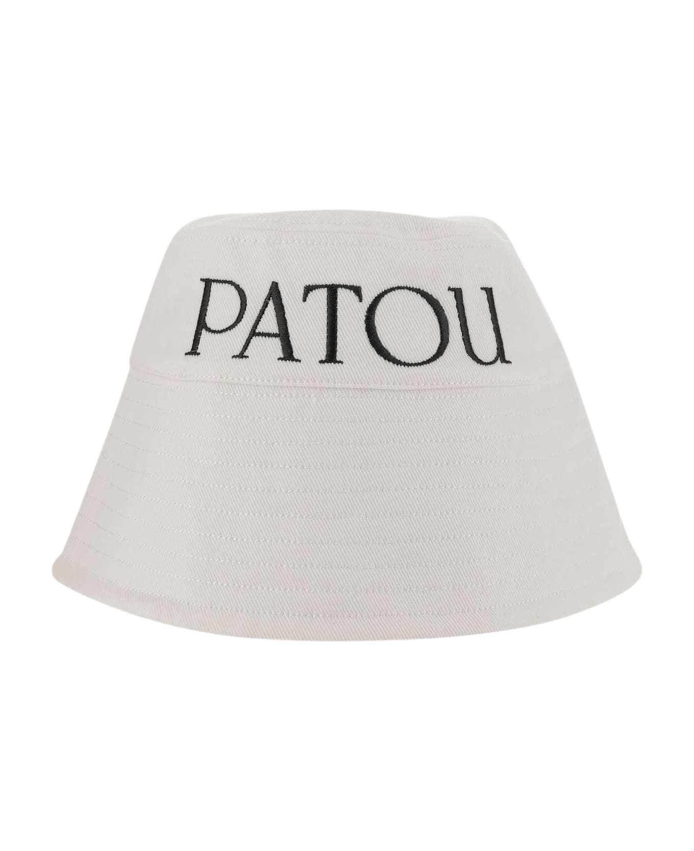 Patou Cotton Bucket Hat With Logo - White