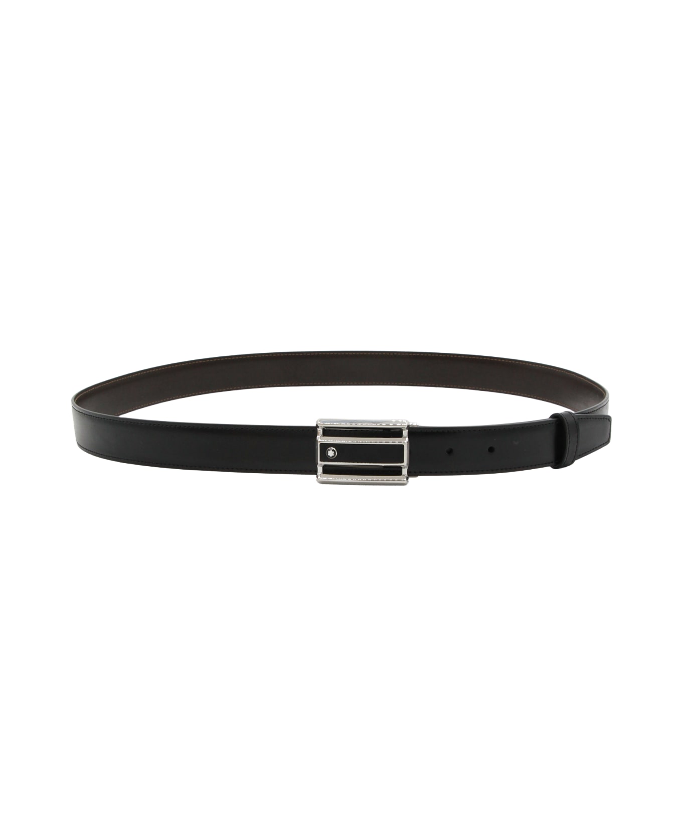 Montblanc Black Leather Belt - BLACK - BROWN