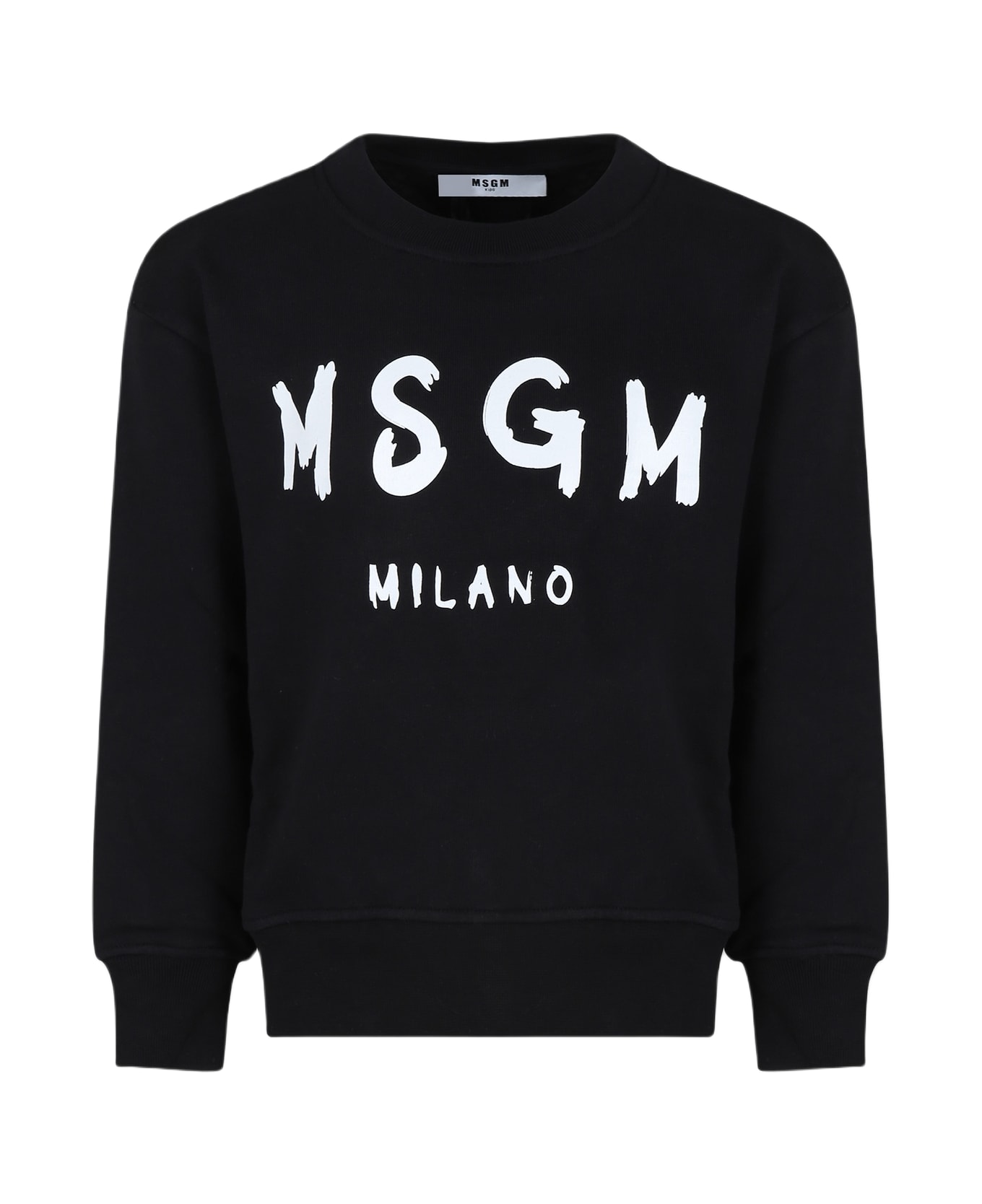 MSGM Black Sweashirt For Kids With Logo - Black ニットウェア＆スウェットシャツ