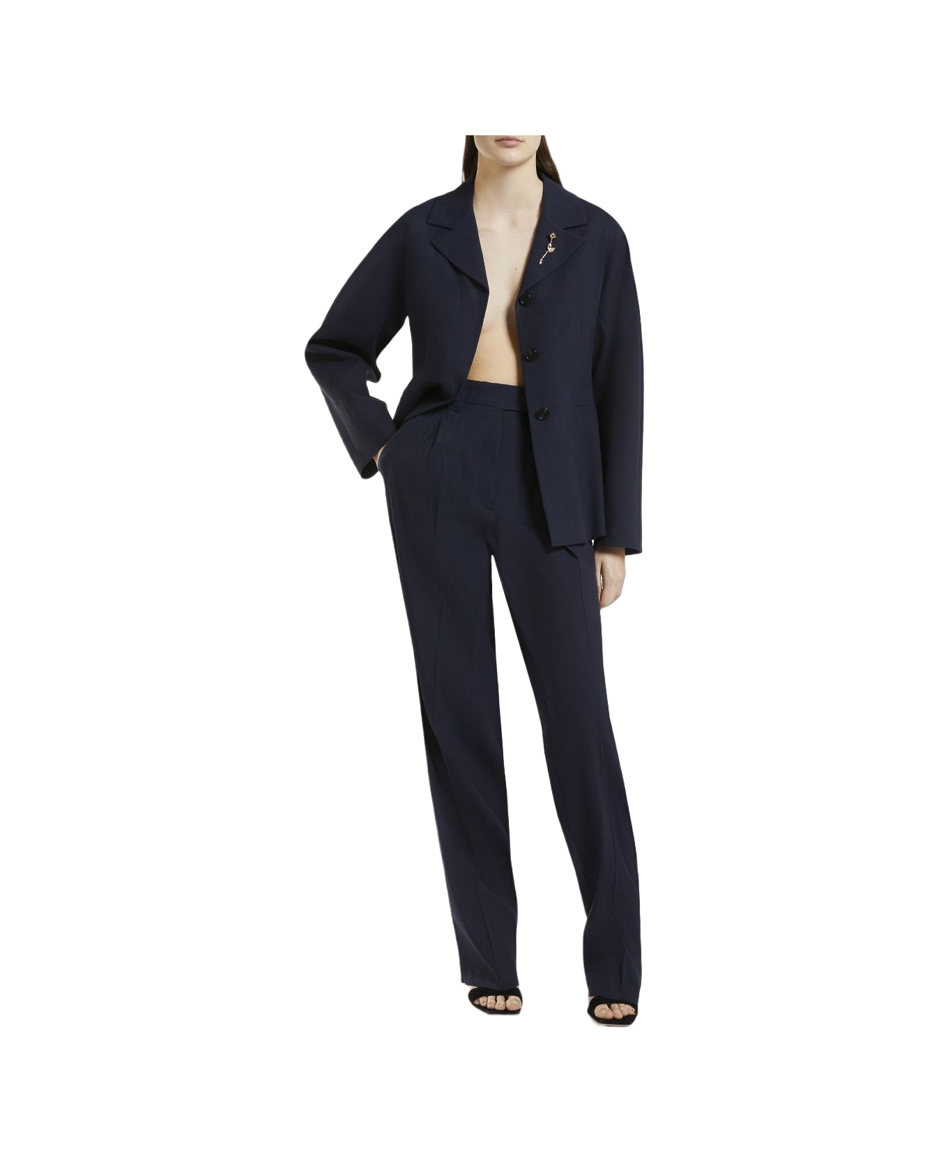 Marella Stretch Viscose And Linen Straight Trousers