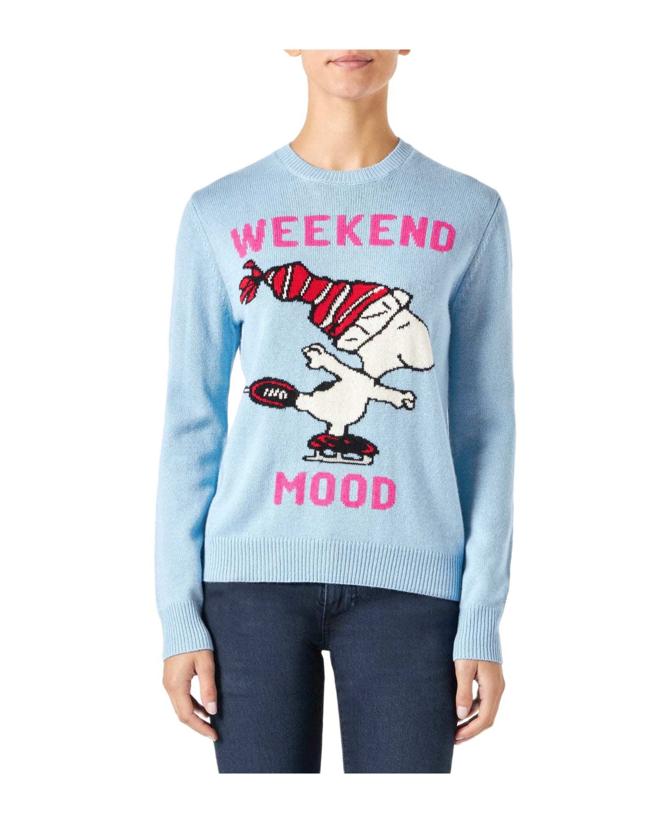 MC2 Saint Barth Woman Sweater With Snoopy Print | Peanuts Special Edition - SKY