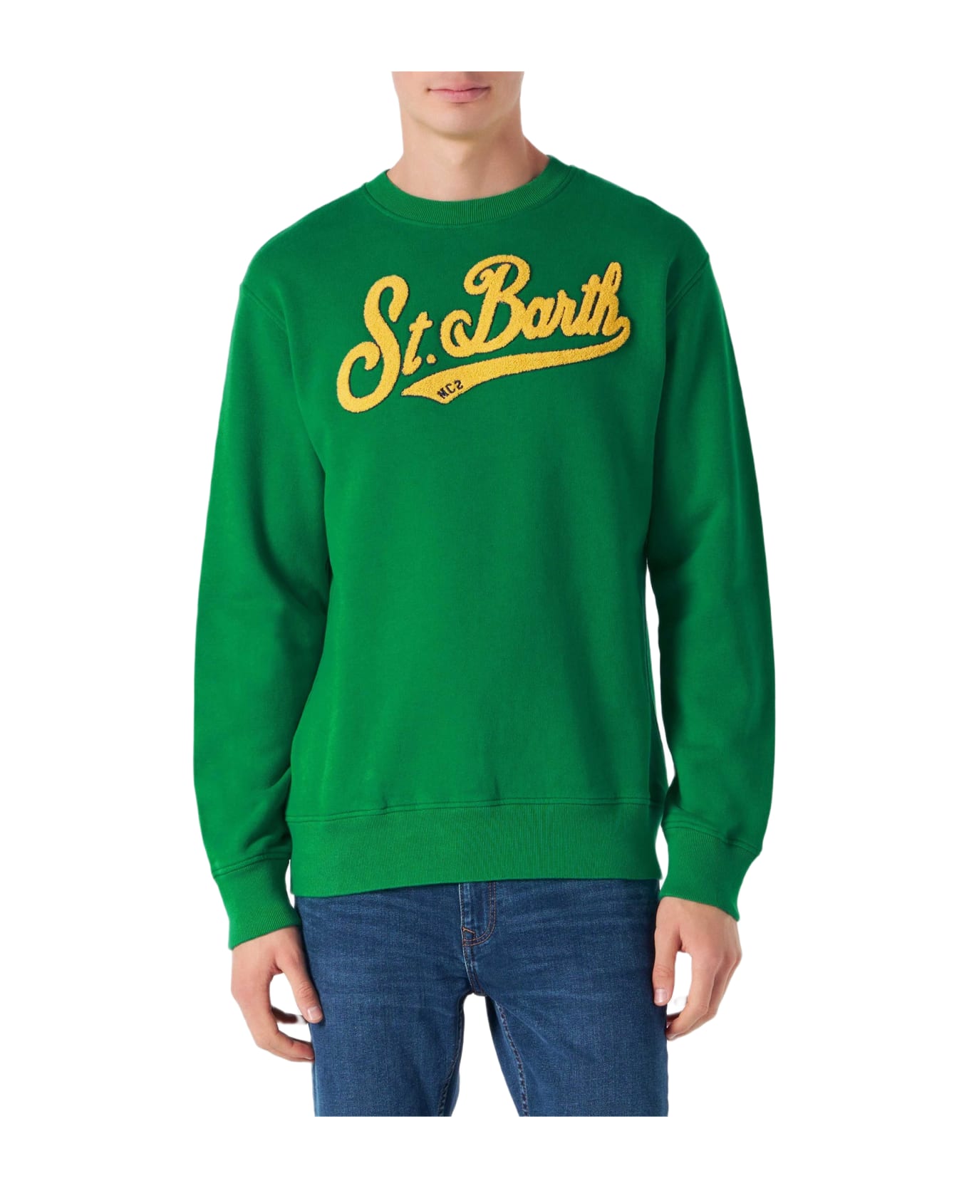 MC2 Saint Barth Man Crewneck Sweatshirt With Terry Logo - GREEN