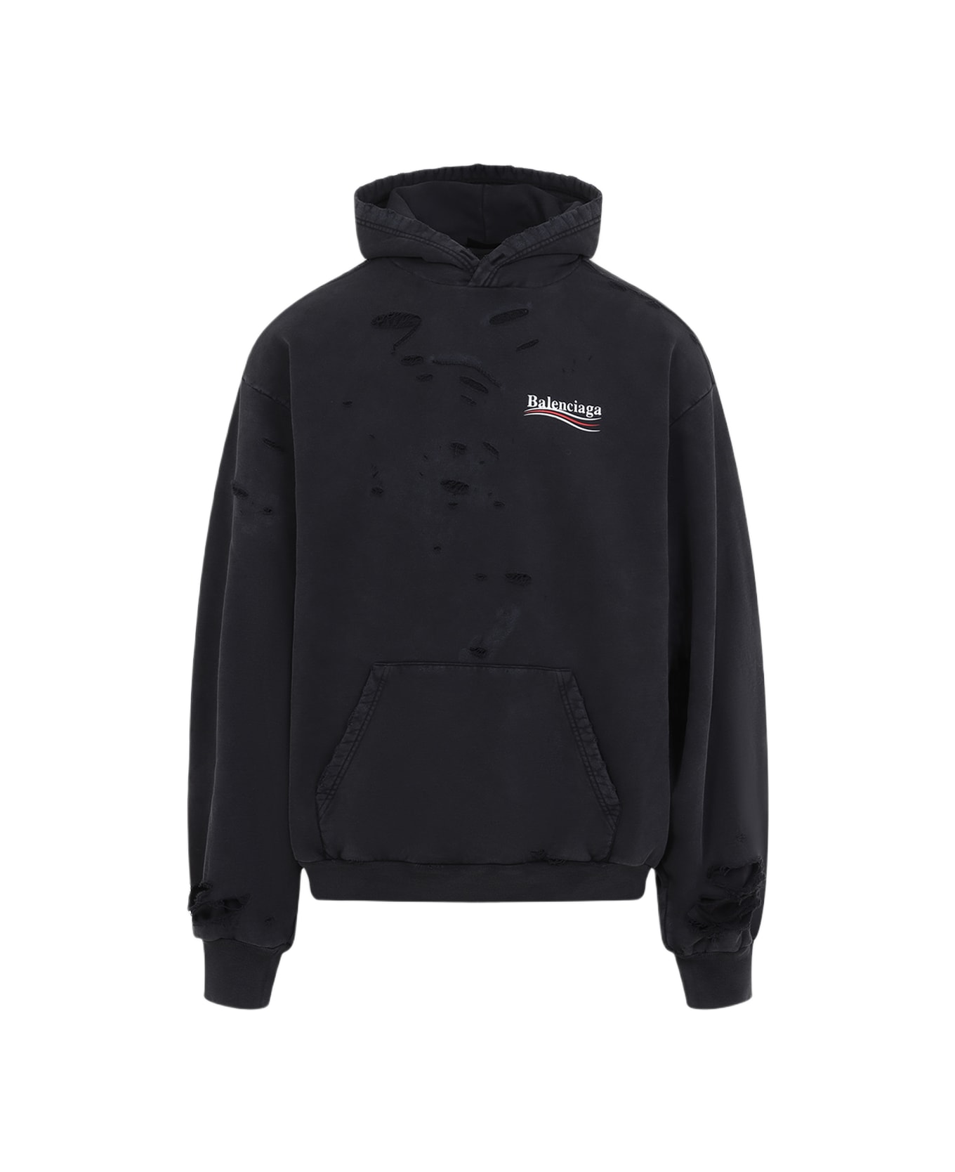 Balenciaga Destroyed Layered Hoodie - Black