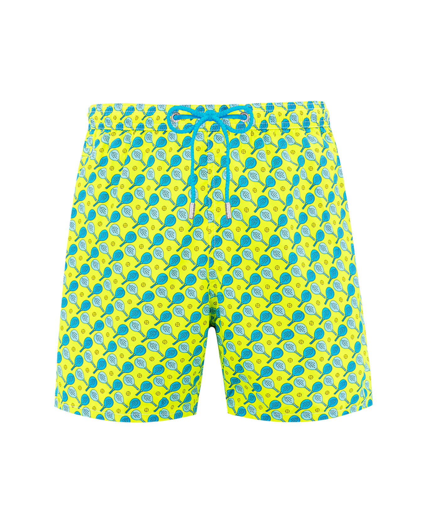 MC2 Saint Barth Man Lightweight Fabric Swim-shorts Lighting Micro Fantasy With Padel Print - YELLOW