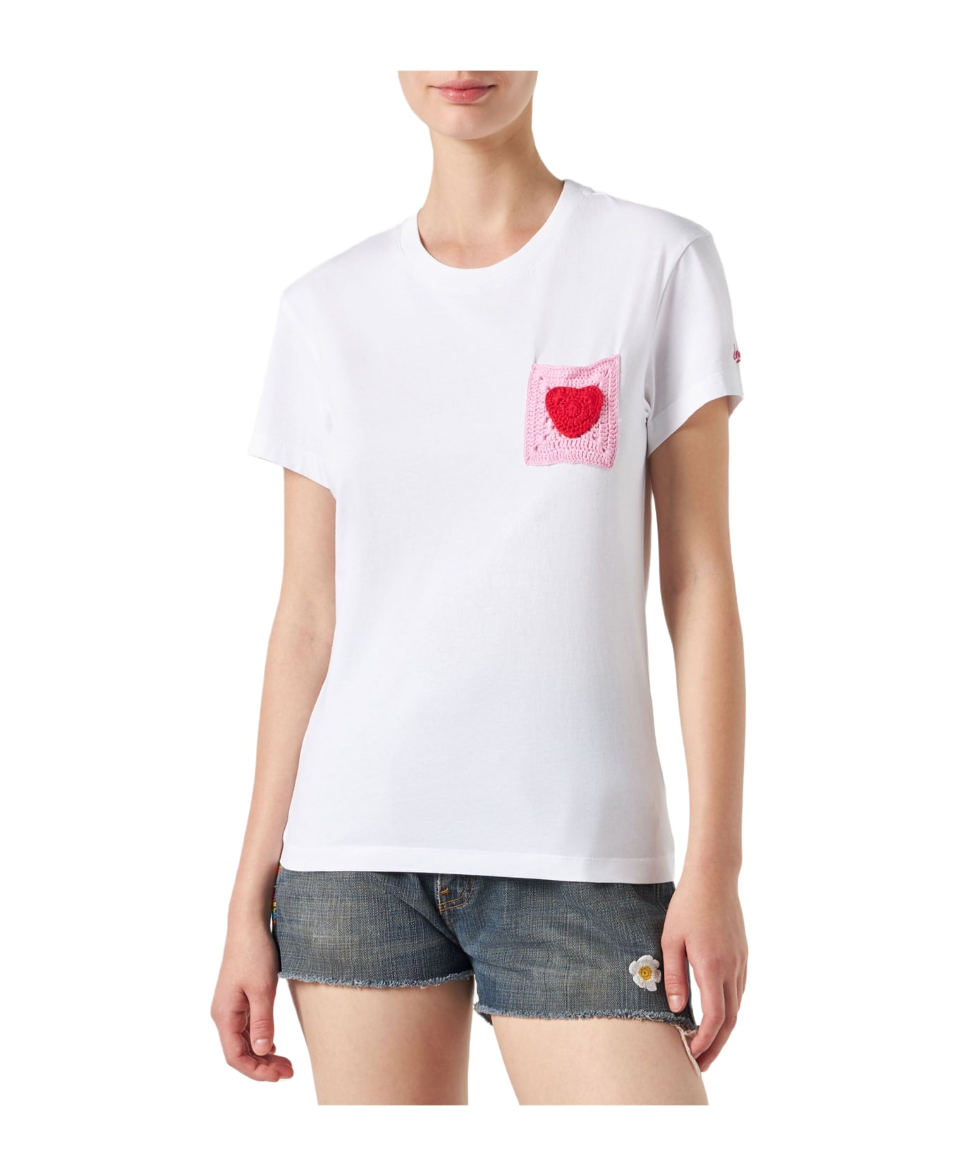 MC2 Saint Barth Woman Cotton T-shirt With Pocket - WHITE