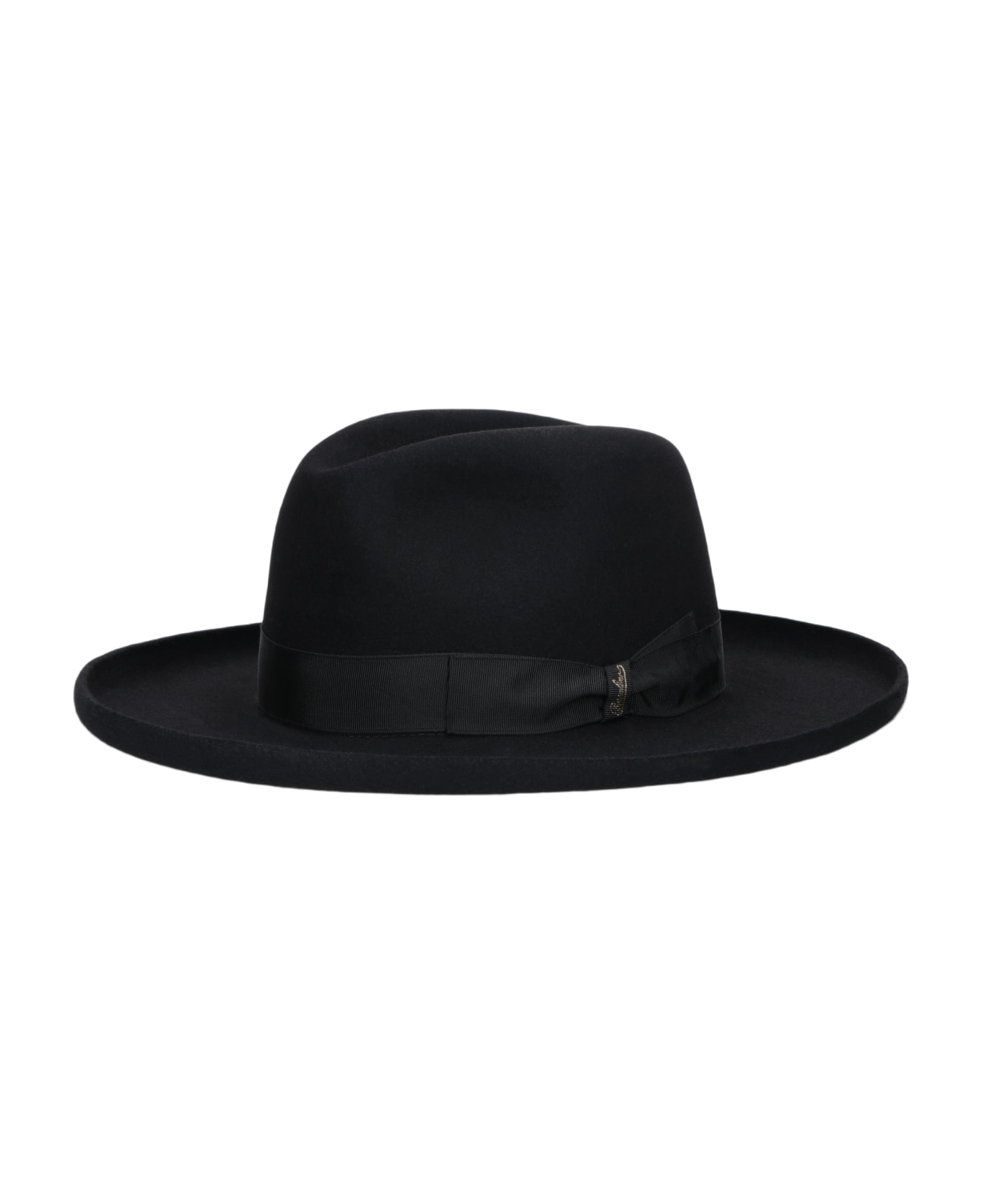 Borsalino Brooklyn Alessandria Brushed Felt - BLACK, TONE ON TONE HAT BAND 帽子