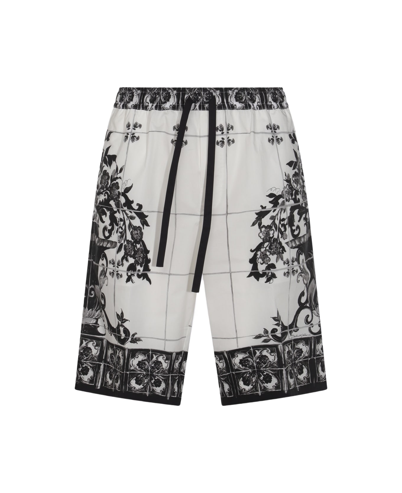 Dolce 
Gabbana White And Black Cotton Shorts - White/Black