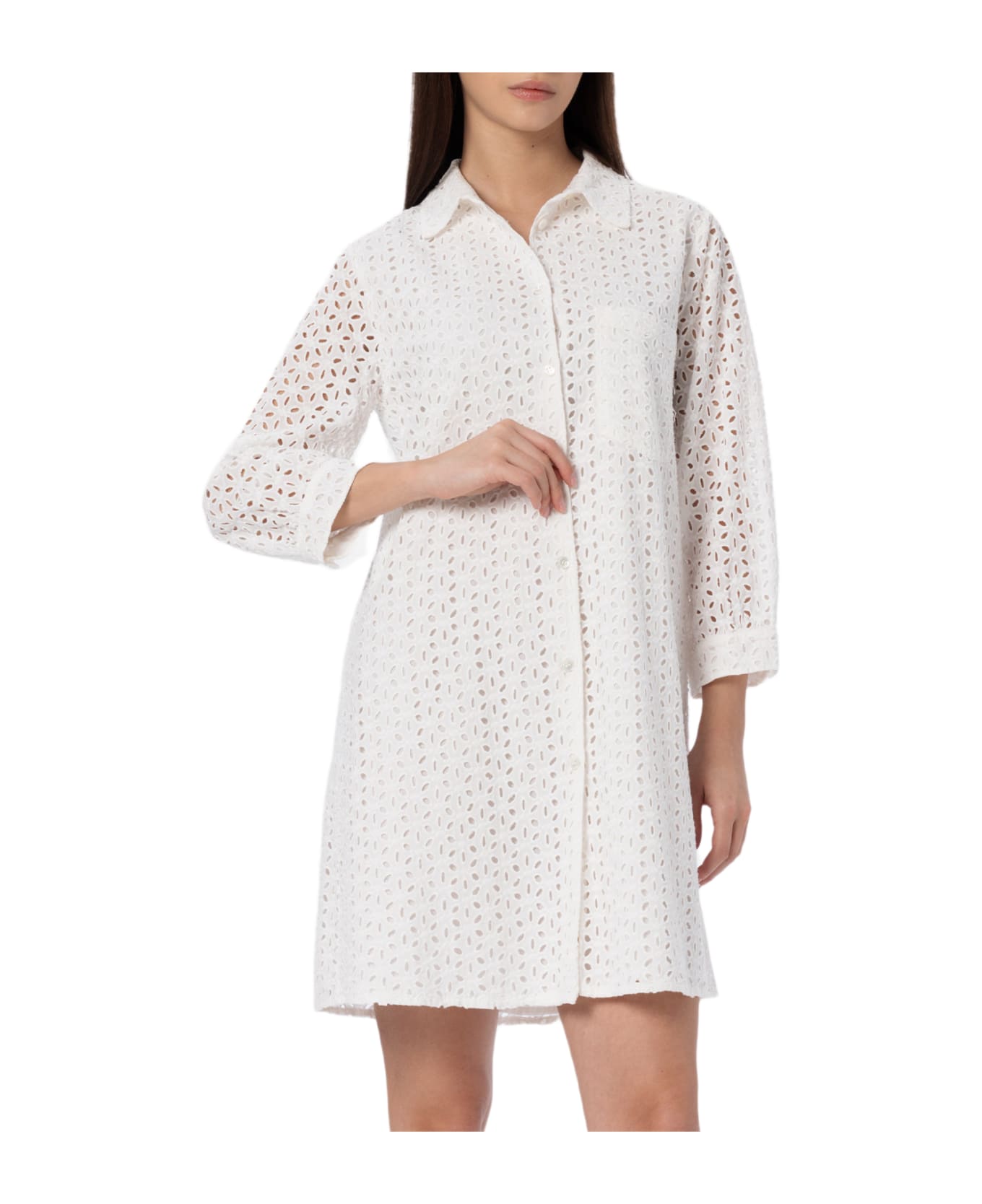 MC2 Saint Barth Woman White Sangallo Shirt Mini Dress - WHITE