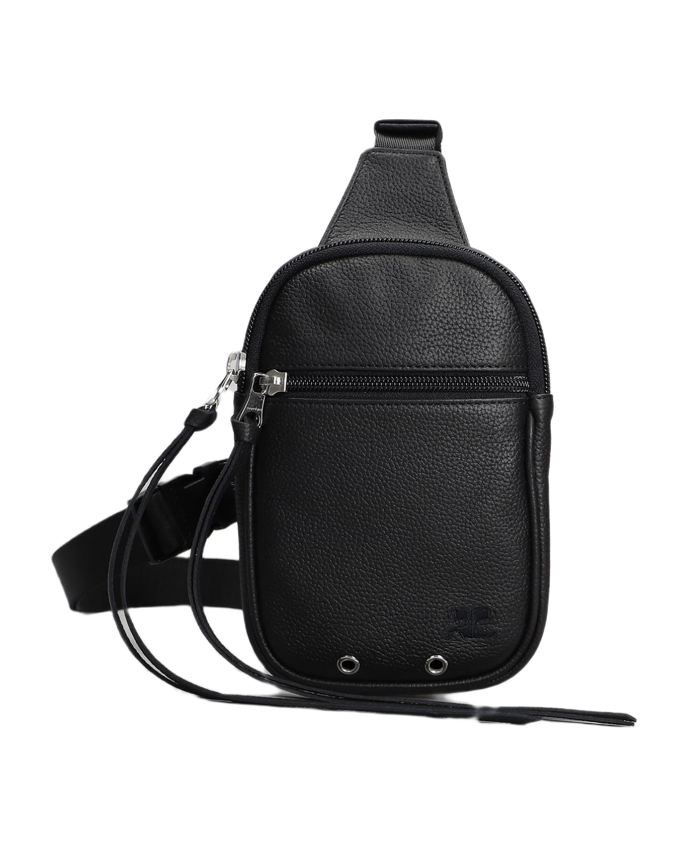 Courrèges Shoulder Bag In Black Leather - black ベルトバッグ