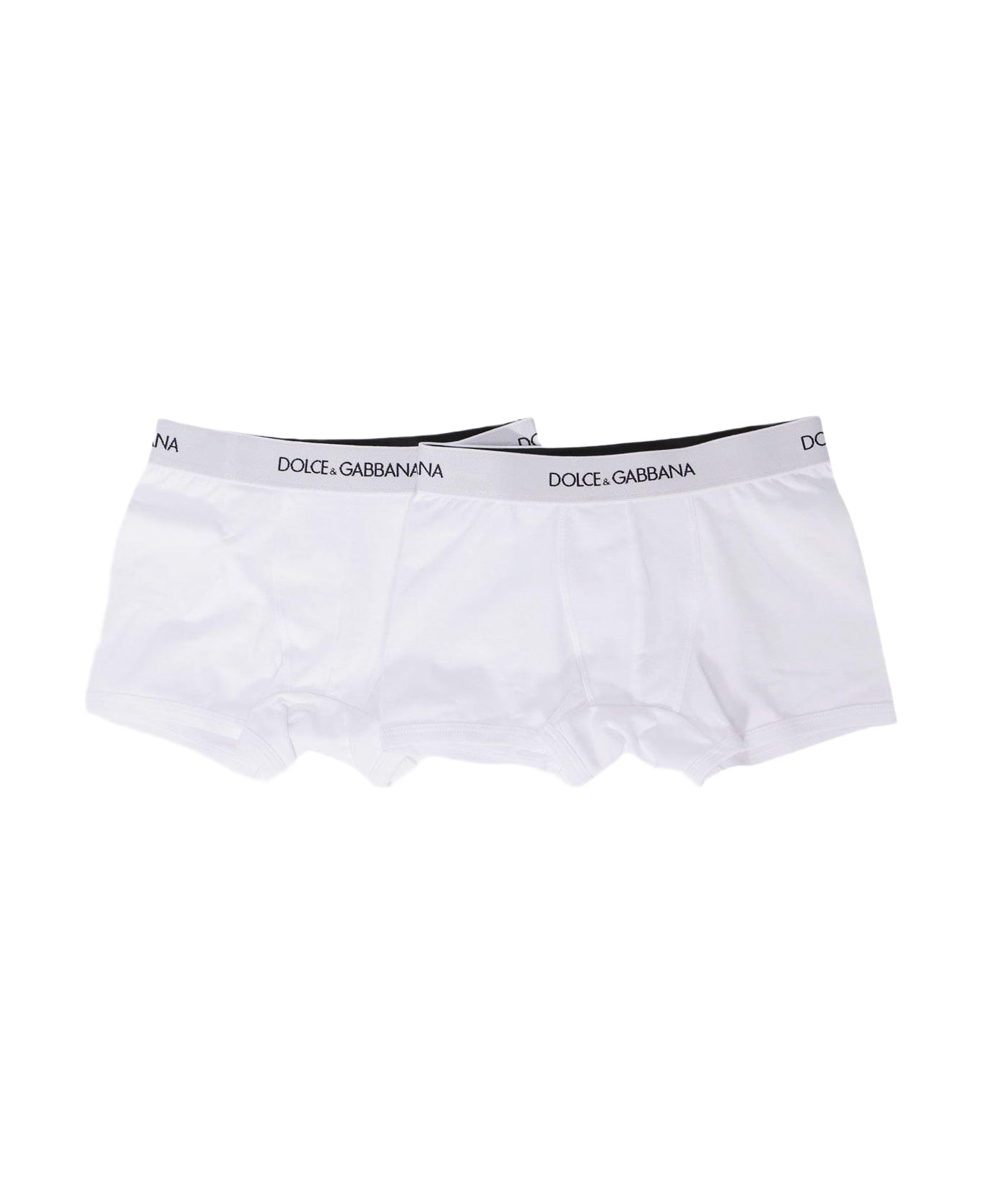 Dolce & Gabbana 2 Pack Logo Waistband Boxers - WHITE