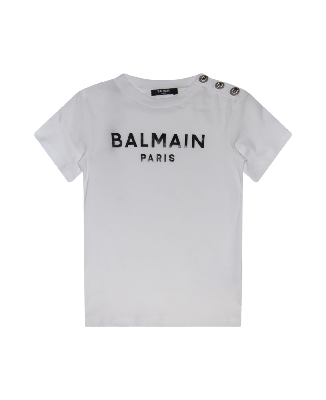 Balmain White And Black Cotton T-shirt - White