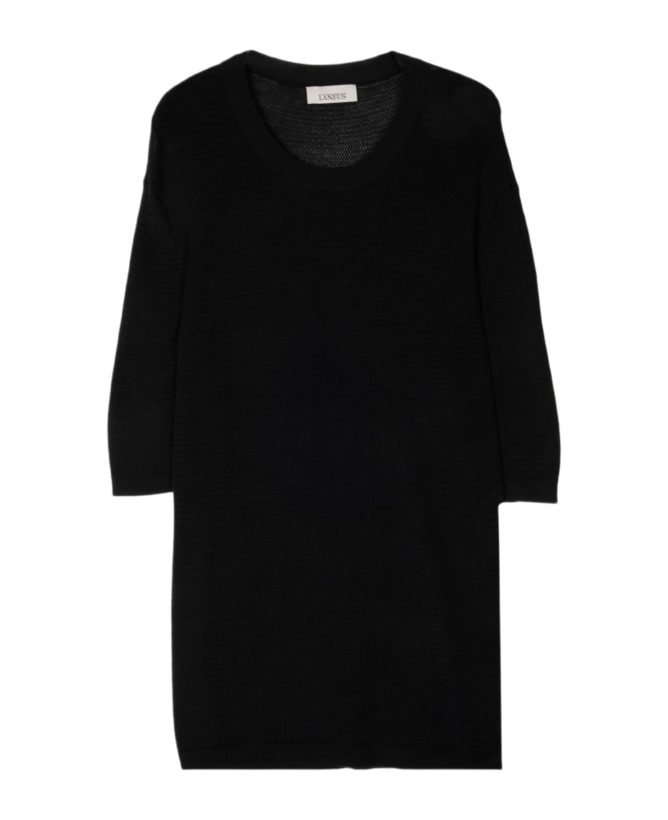 Laneus Girocollo M/c Cupro Black Knitted T-shirt - Nero