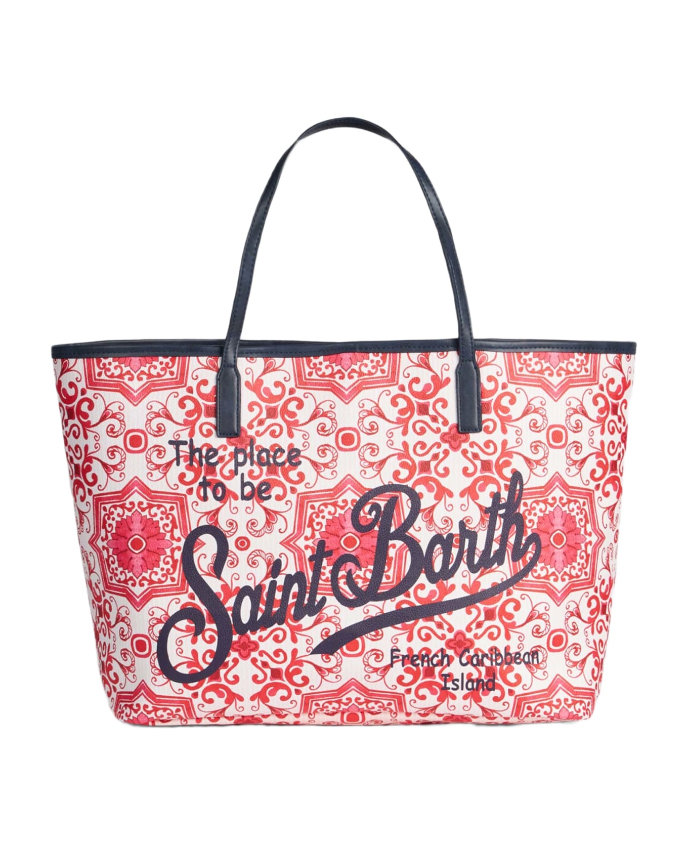MC2 Saint Barth Maiolica Print Saint Barth Logo Bag - WHITE