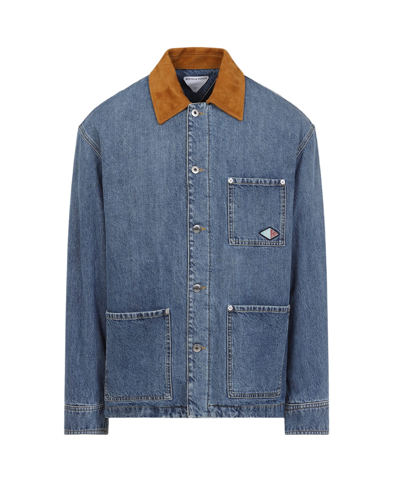 Bottega Veneta Suede Collar Denim Jacket - Mid Blue