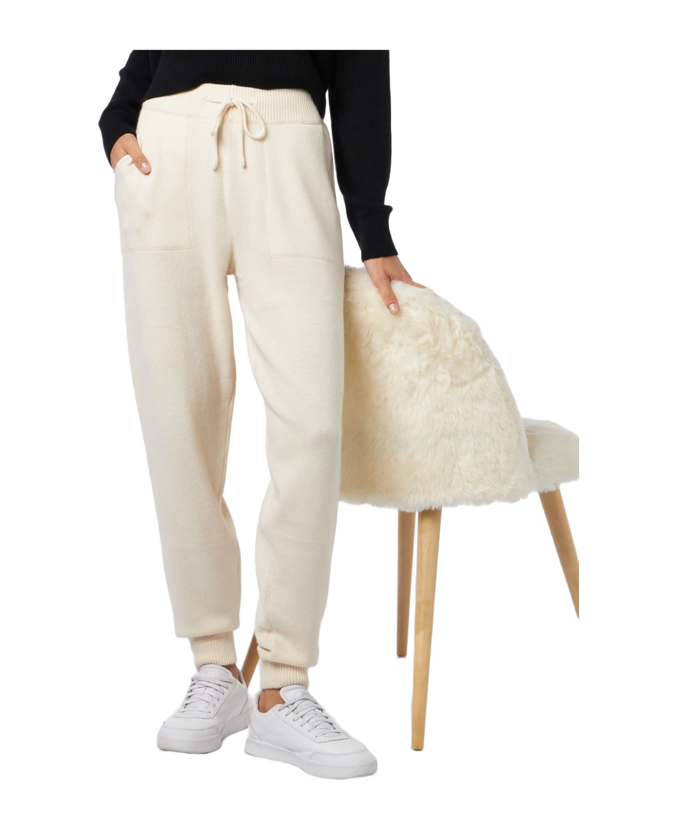 MC2 Saint Barth Woman Off-white Cashmere Blend Jogger Pants - WHITE