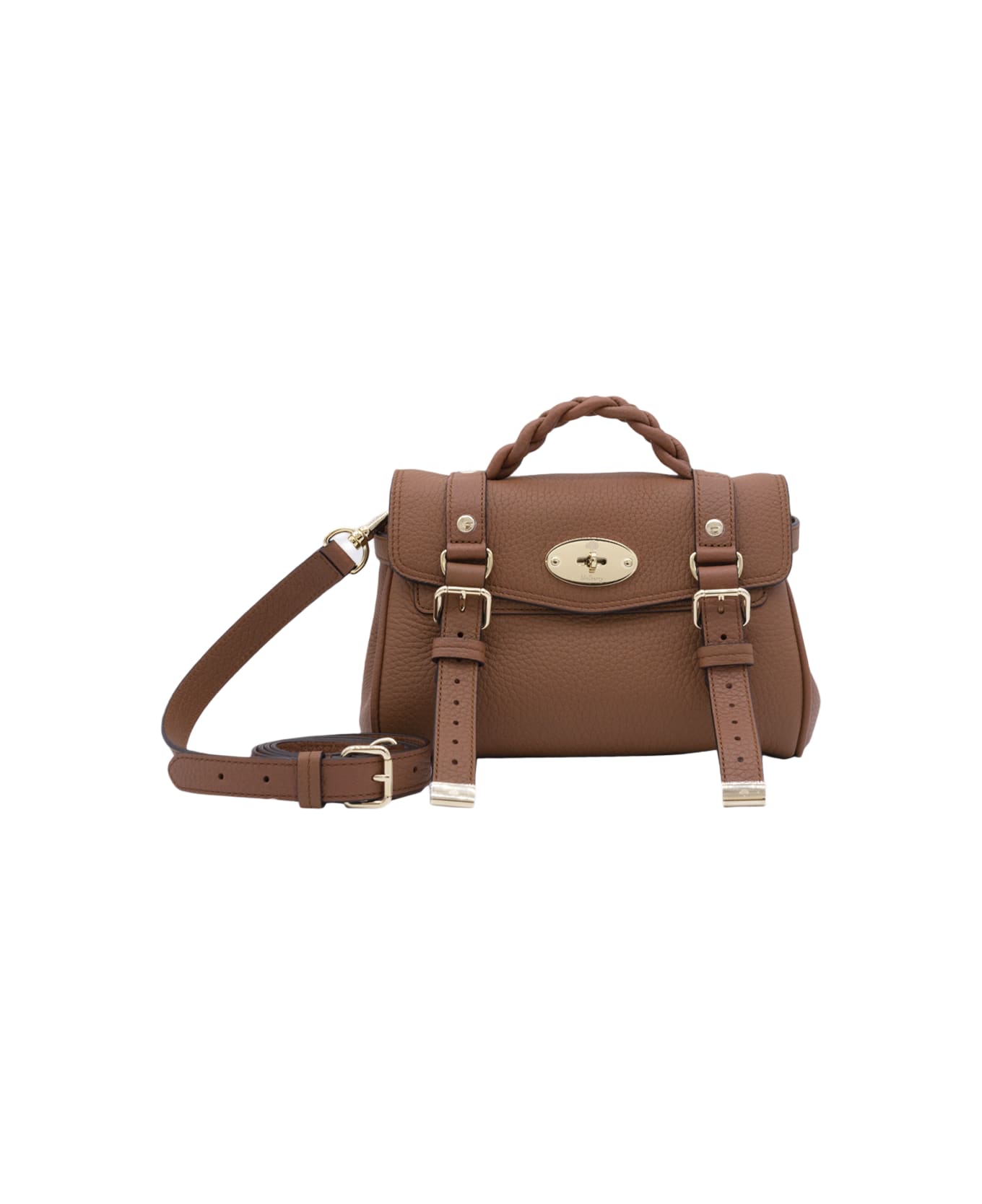 Mulberry Brown Leather Mini Alexa Heavy Grain Top Handle Bag - Bright Oak