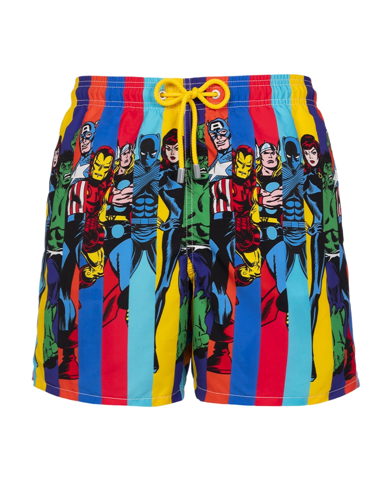 MC2 Saint Barth Man Mid-length Gustavia Swim-shorts With Marvel Characters Placed Print| Marvel Special Edition - WHITE