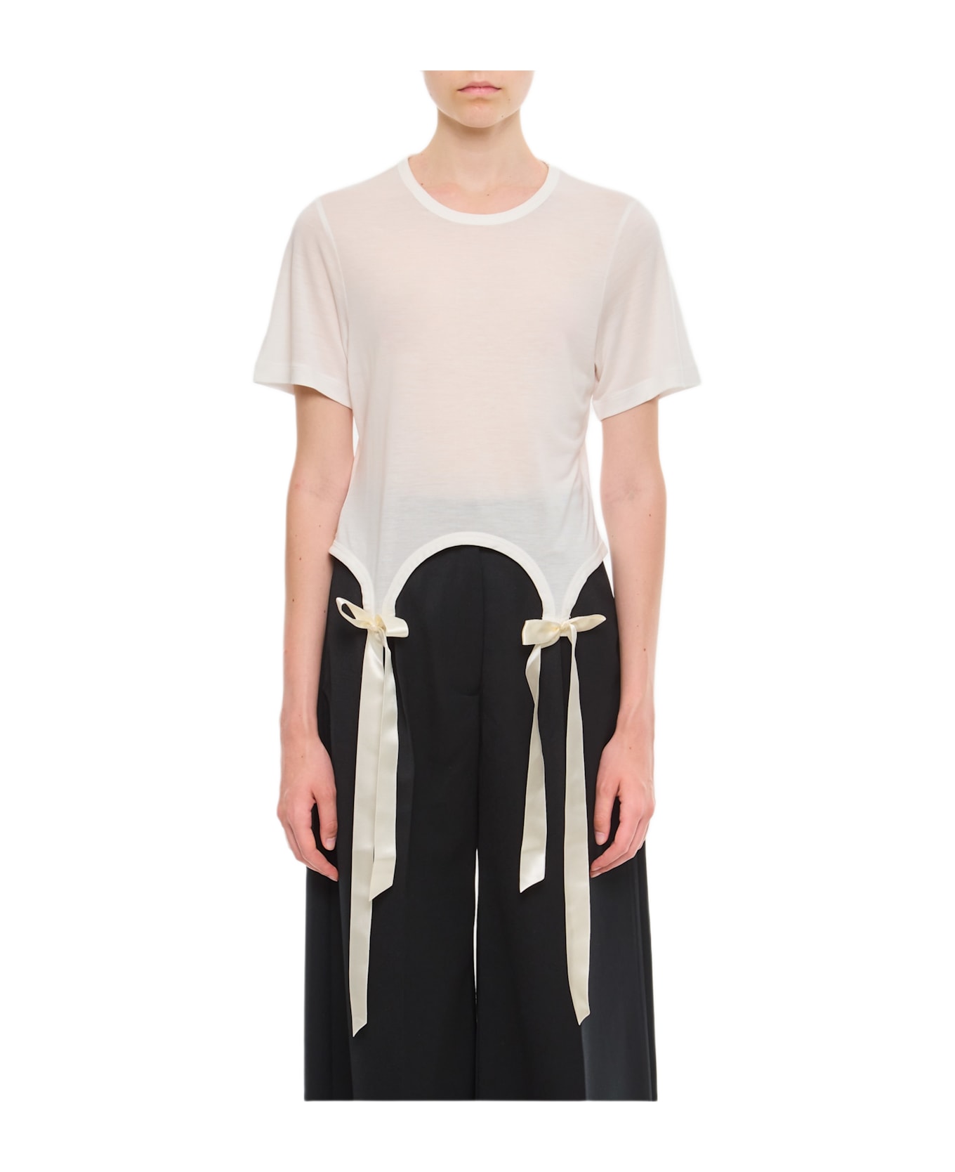 Simone Rocha Easy T-shirt W/ Bow Tails - White