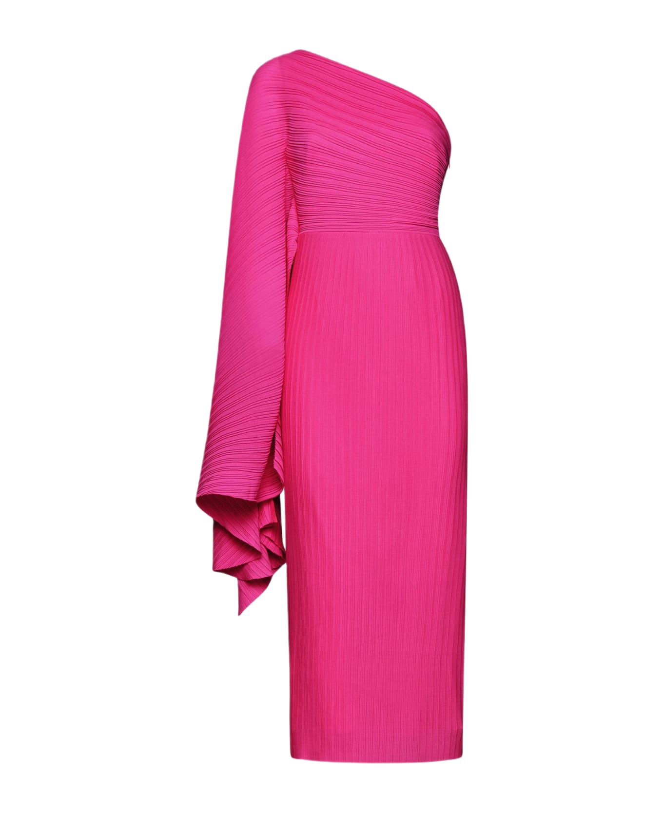 Solace London Lenna Pleated Crepe Midi Dress - Hot pink