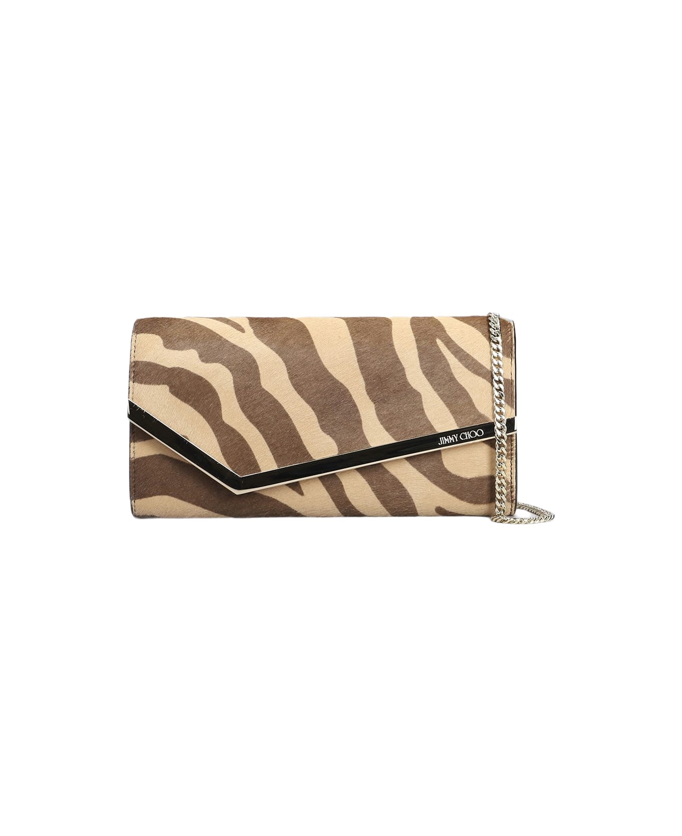 Jimmy Choo Emmie Clutch In Beige Pony Skin - beige
