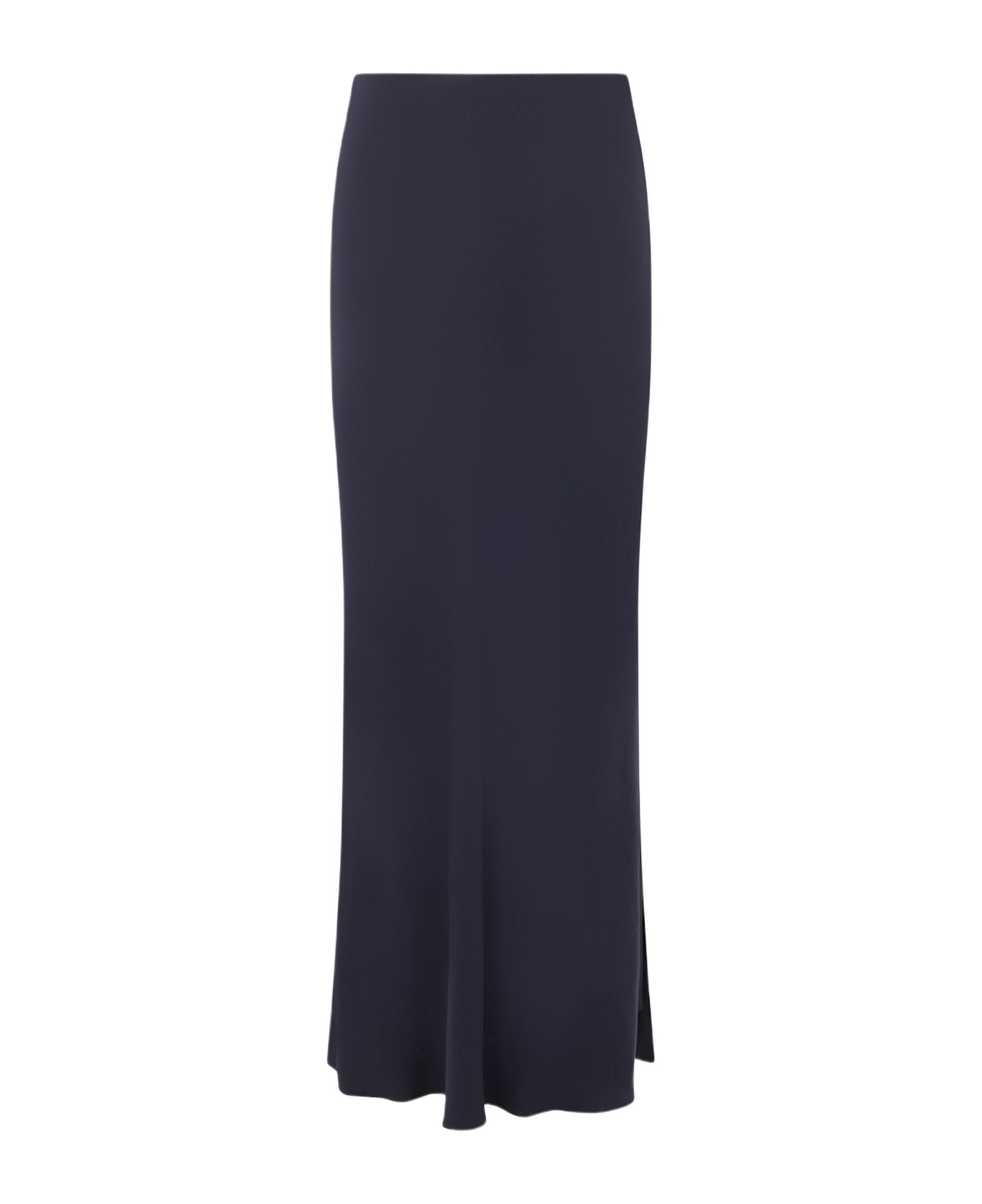 Brunello Cucinelli Fluid Bias-cut Long Skirt In Twill - Blue