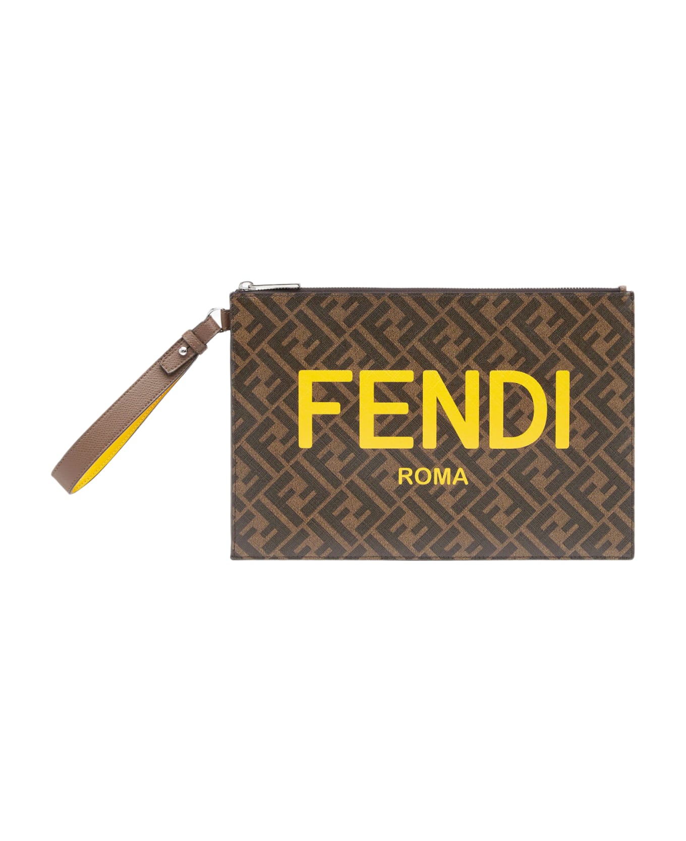 Fendi Flat Pouch With Logo - BROWN