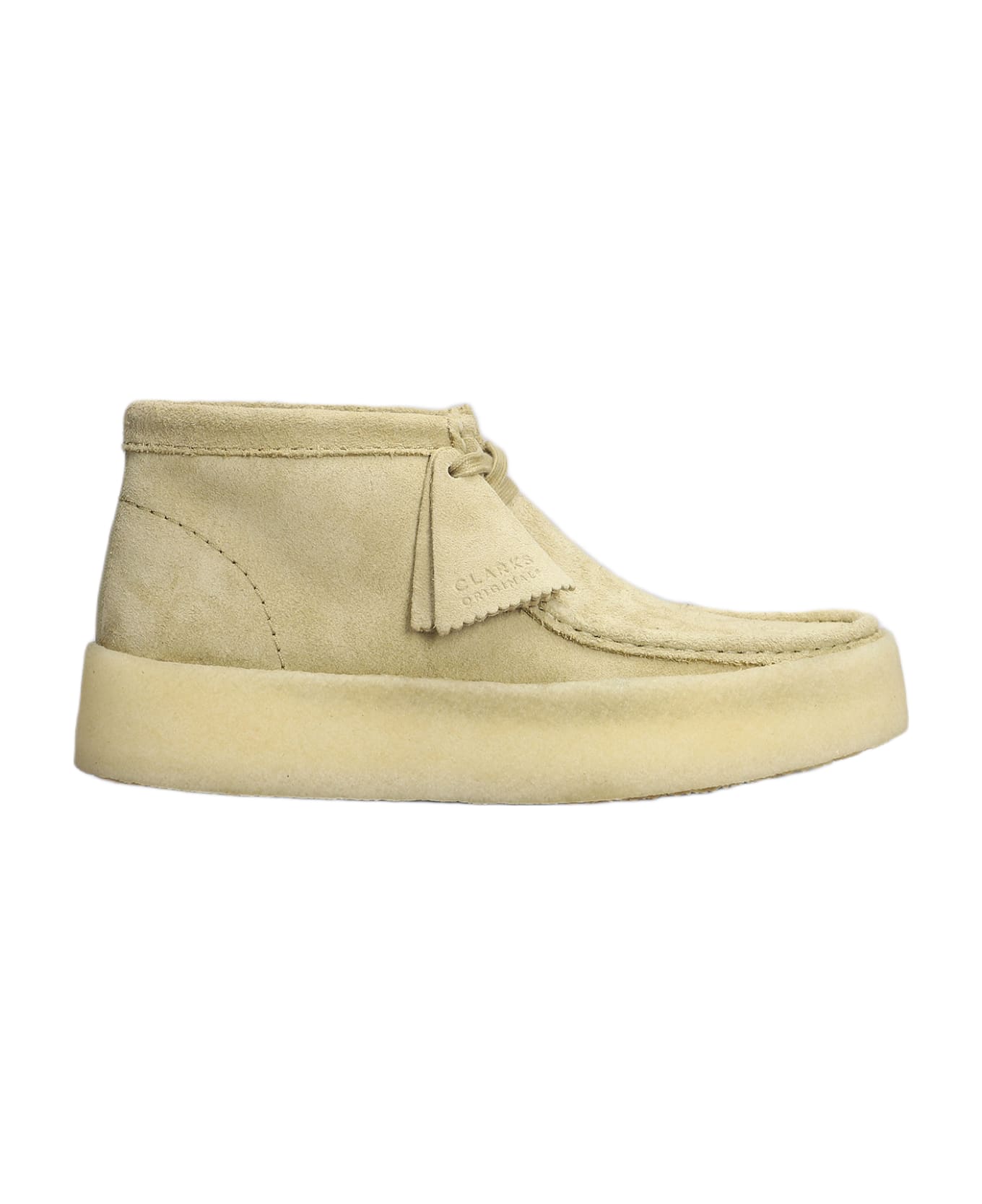 Clarks Wallabee Cup Lace Up Shoes In Beige Suede - beige