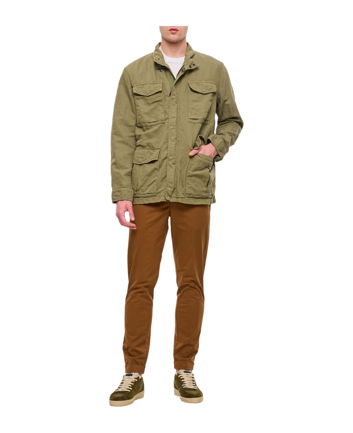 Fay Cotton Linen Field Jacket - Militare