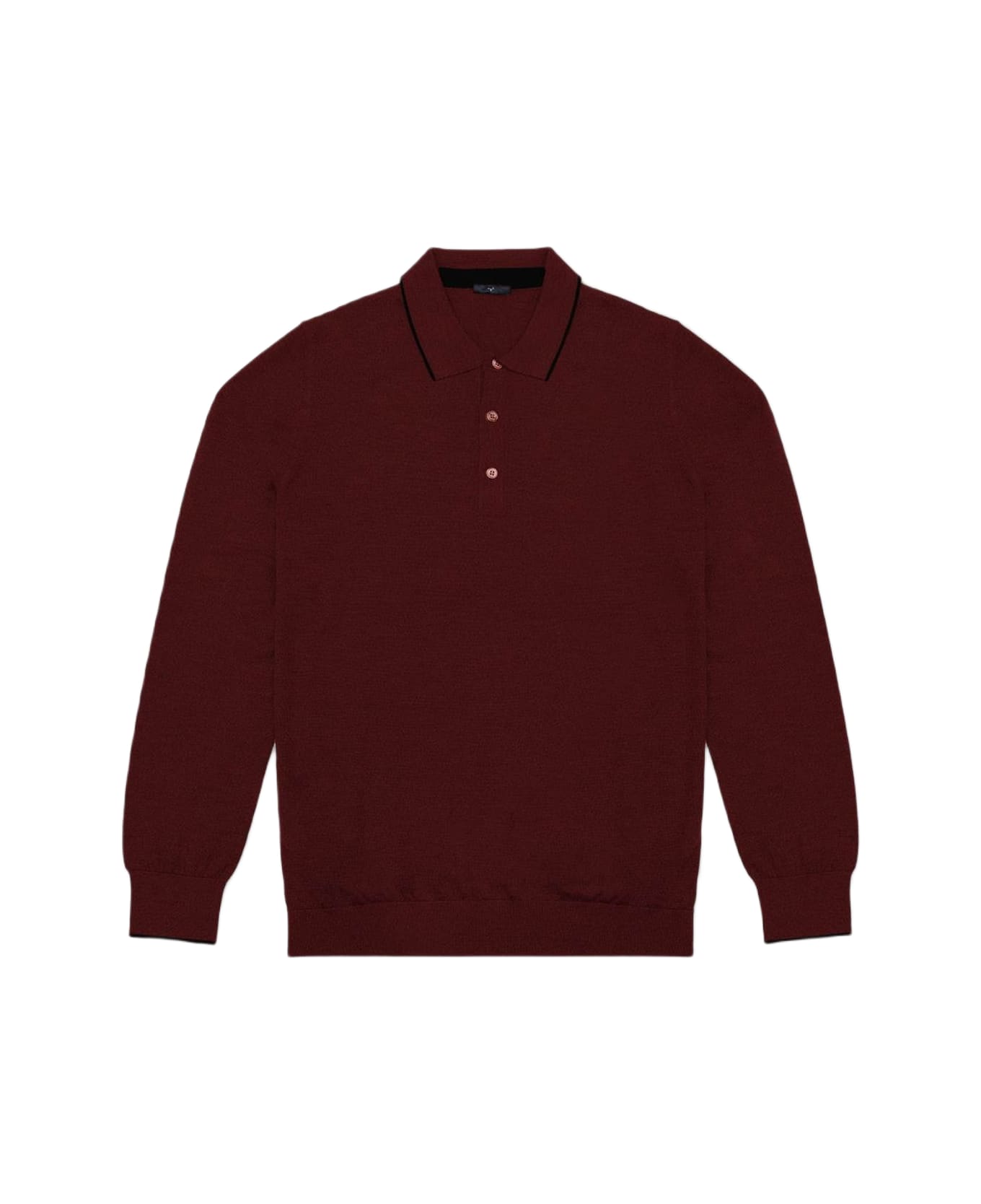 Larusmiani Long Sleeve Polo Shirt Polo Shirt - DarkRed ポロシャツ