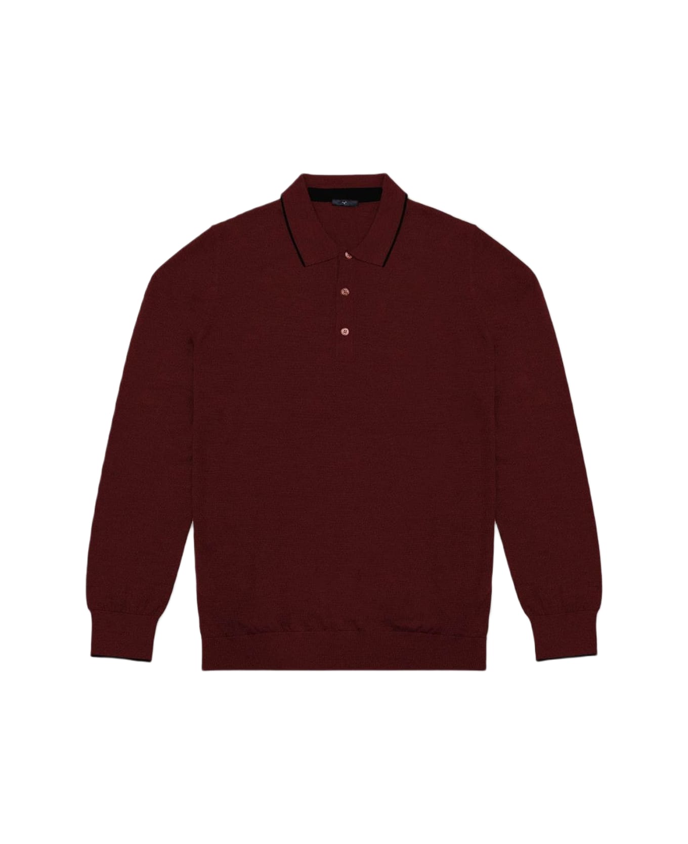 Larusmiani Long Sleeve Polo Shirt Sweater - DarkRed