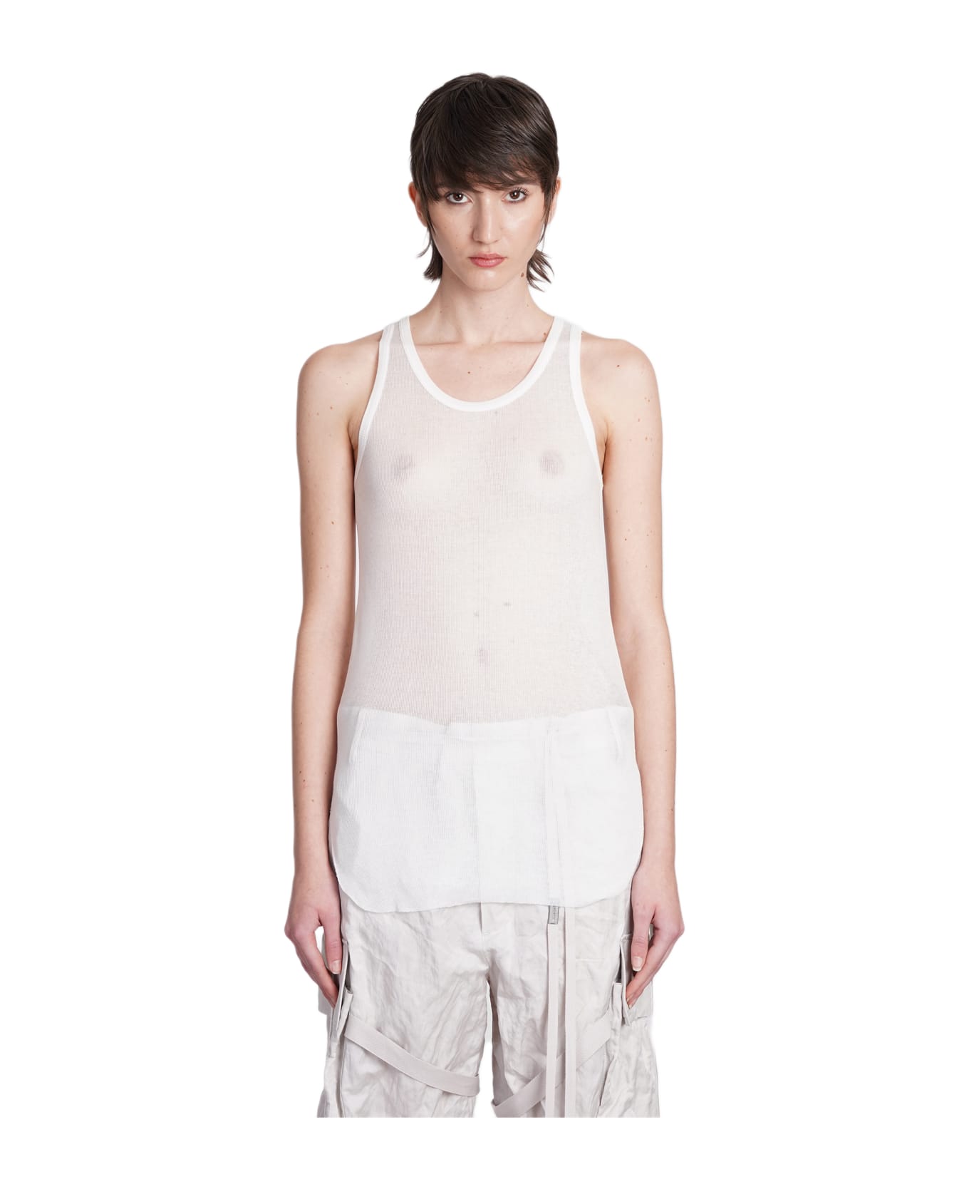 Ann Demeulemeester Tank Top In White Cotton - white
