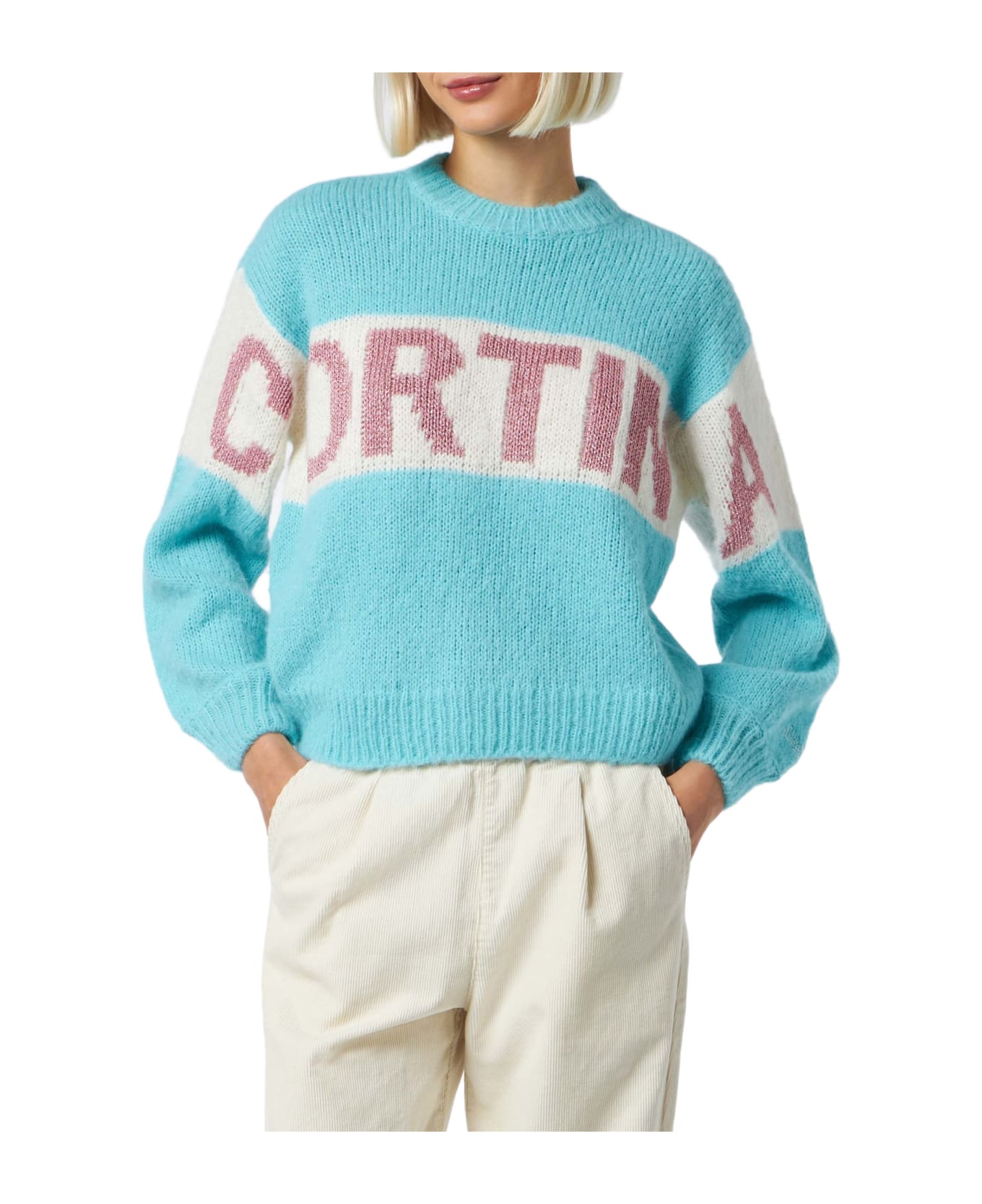 MC2 Saint Barth Woman Boxy Shape Soft Sweater With Cortina Jacquard - GREEN