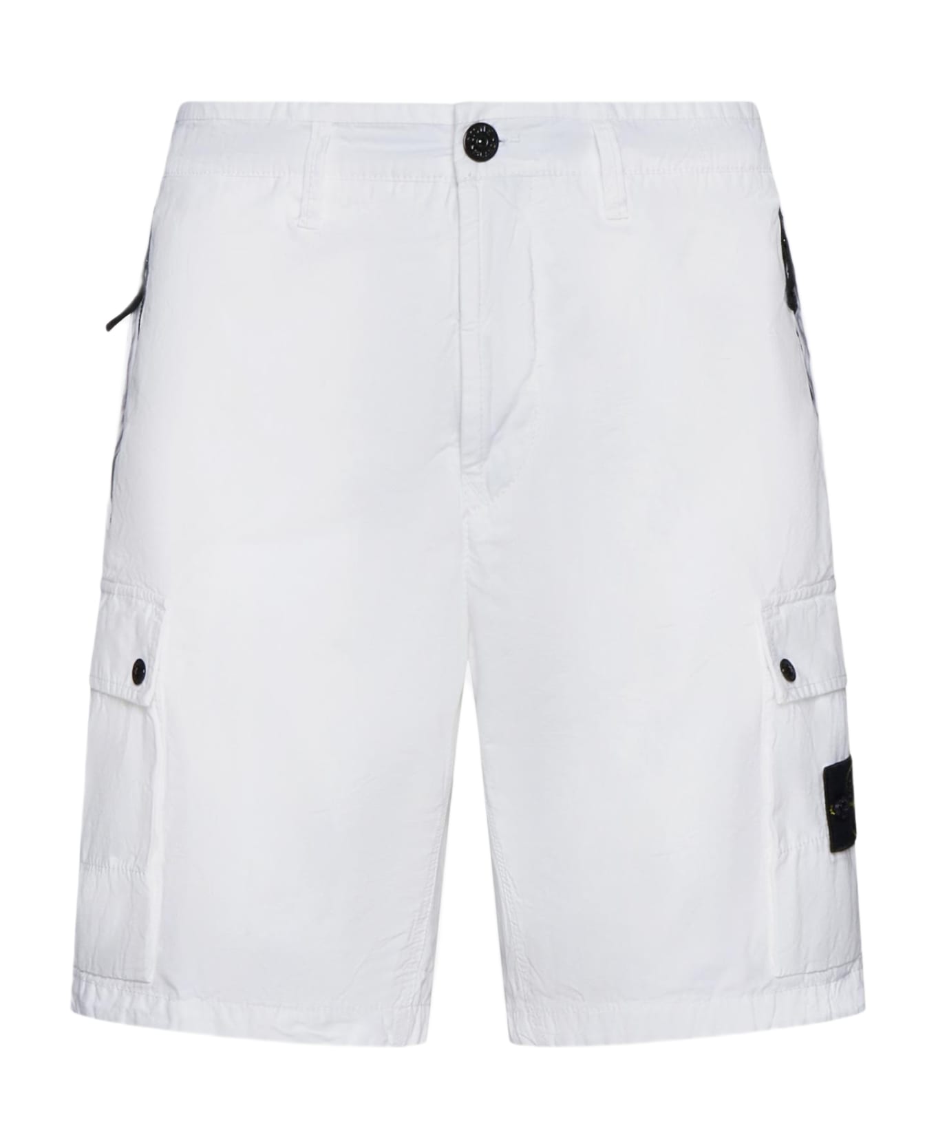 Stone Island Bermuda Shorts In Cotton Canvas L11wa - BIANCO