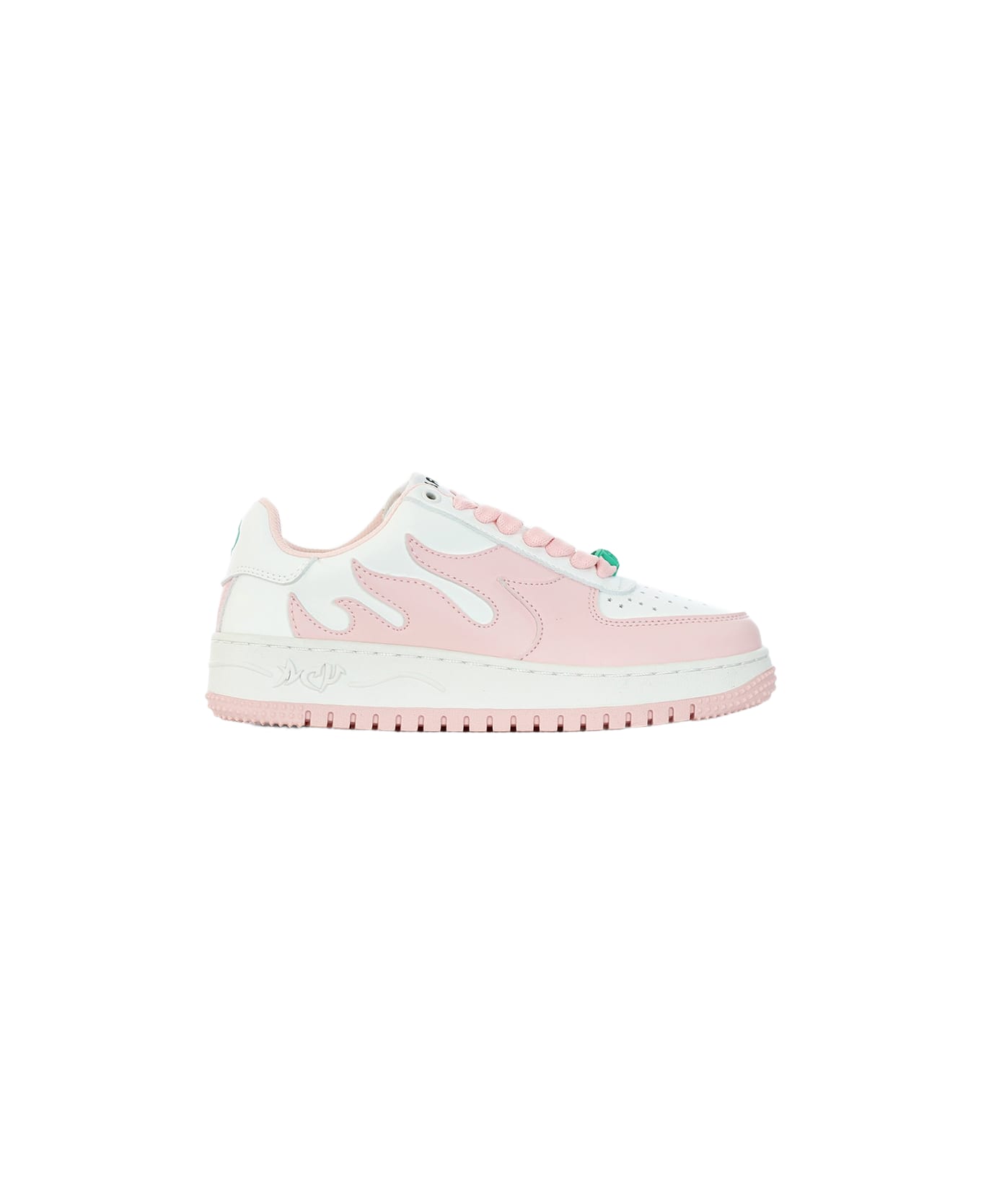 Acupuncture Acu Force Tech Spec White and pink leather low sneaker with flames - Acu force tech spec - Bianco/rosa