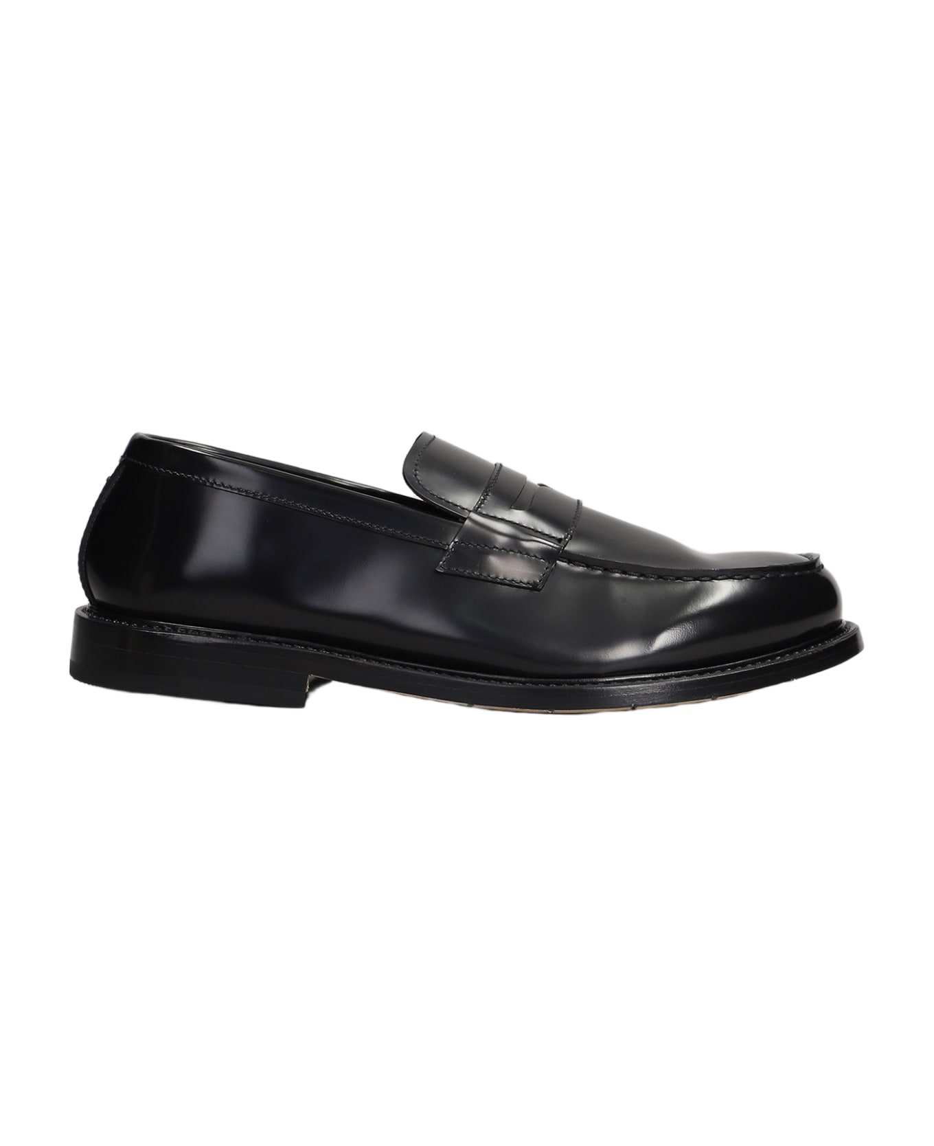Premiata Loafers In Black Leather - black ローファー＆デッキシューズ
