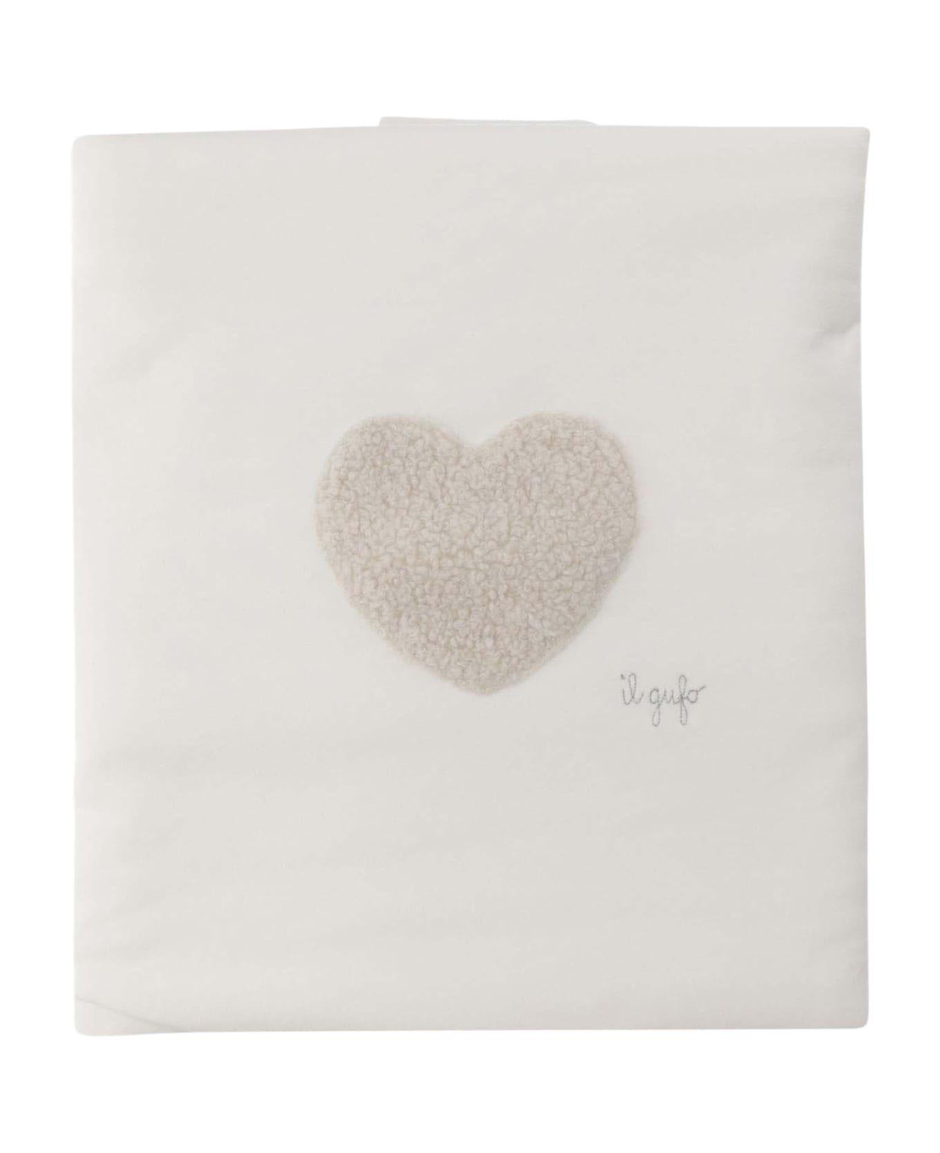 Il Gufo Stretch Cotton Blanket With Heart Detail - White