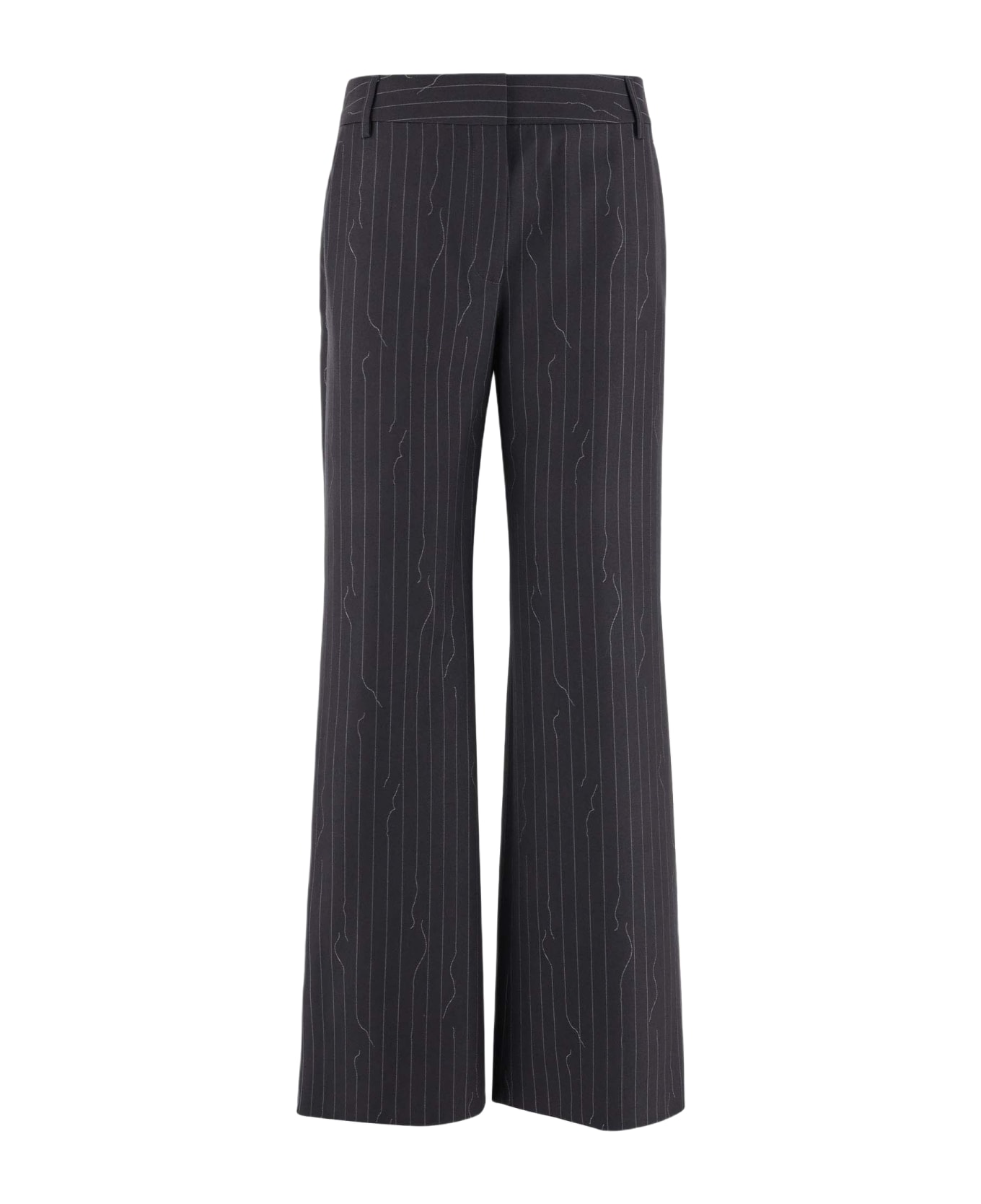 Off-White Wool Blend Pinstripe Pants - Black