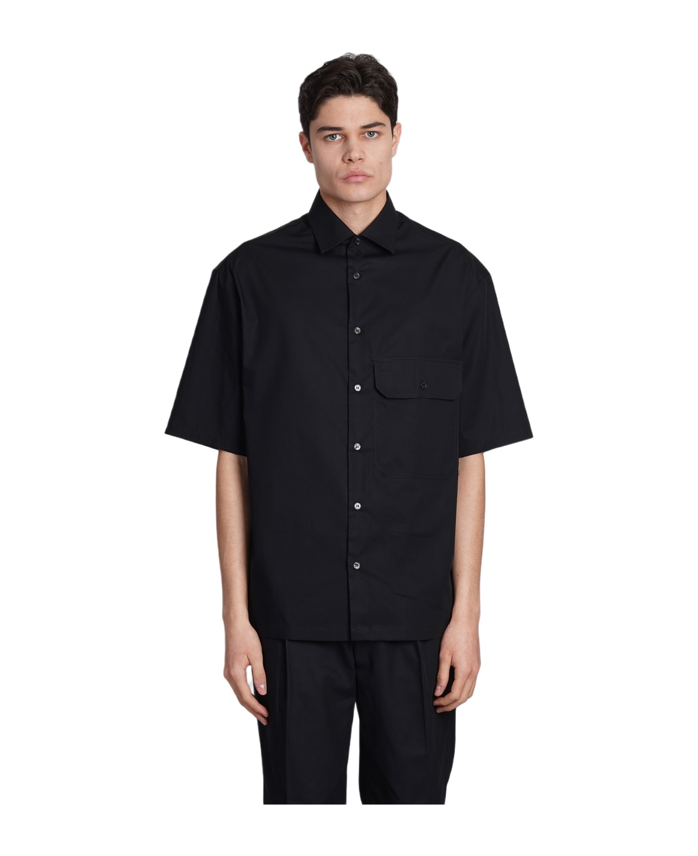Emporio Armani Shirt In Black Cotton - black