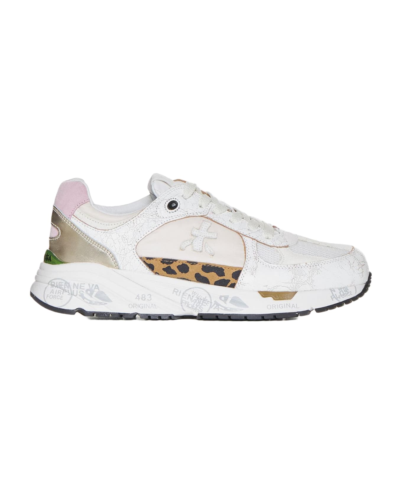 Premiata Mased Leather, Suede And Nylon Sneakers - Offwhite
