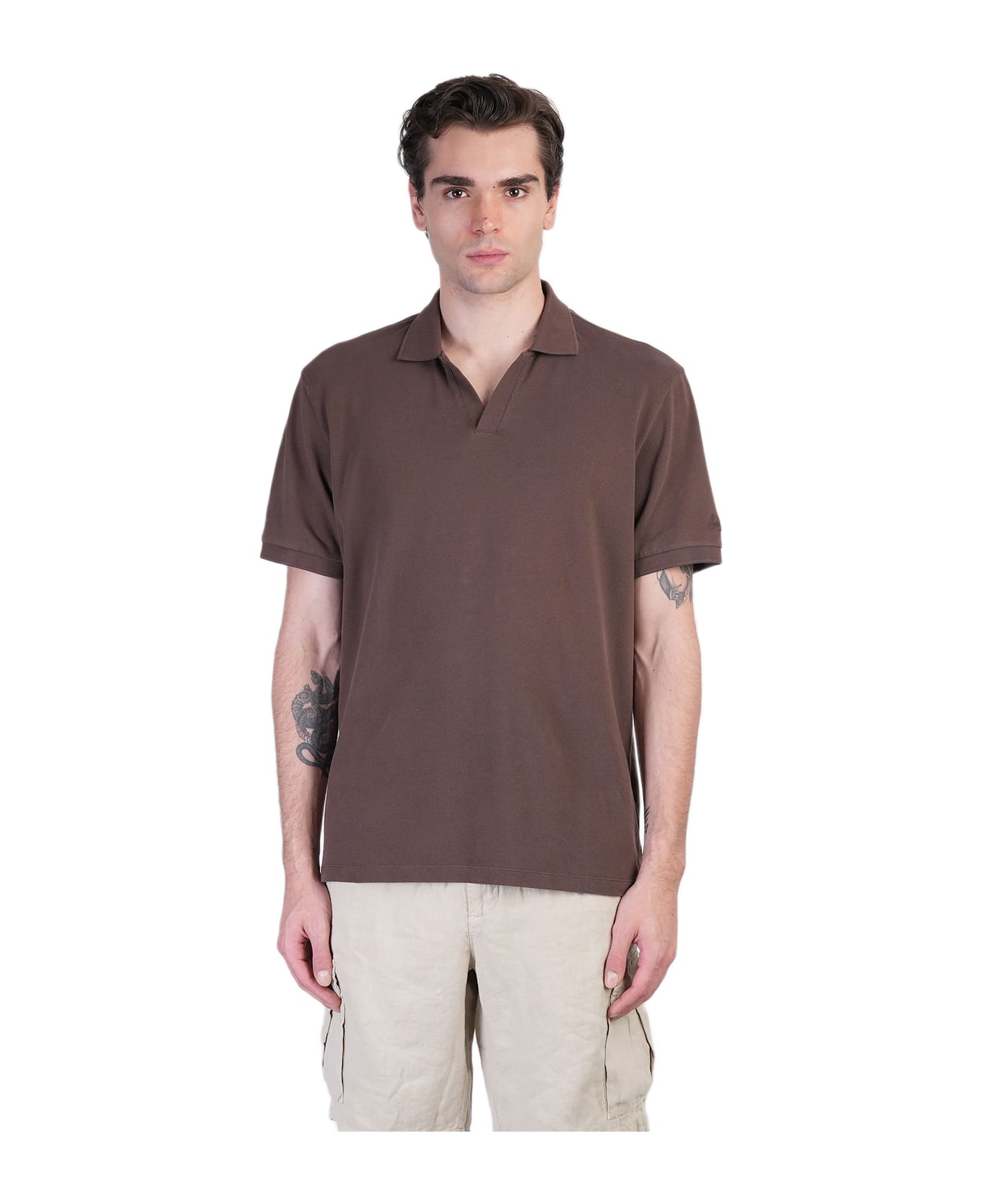 MC2 Saint Barth Charles Polo In Brown Cotton - brown