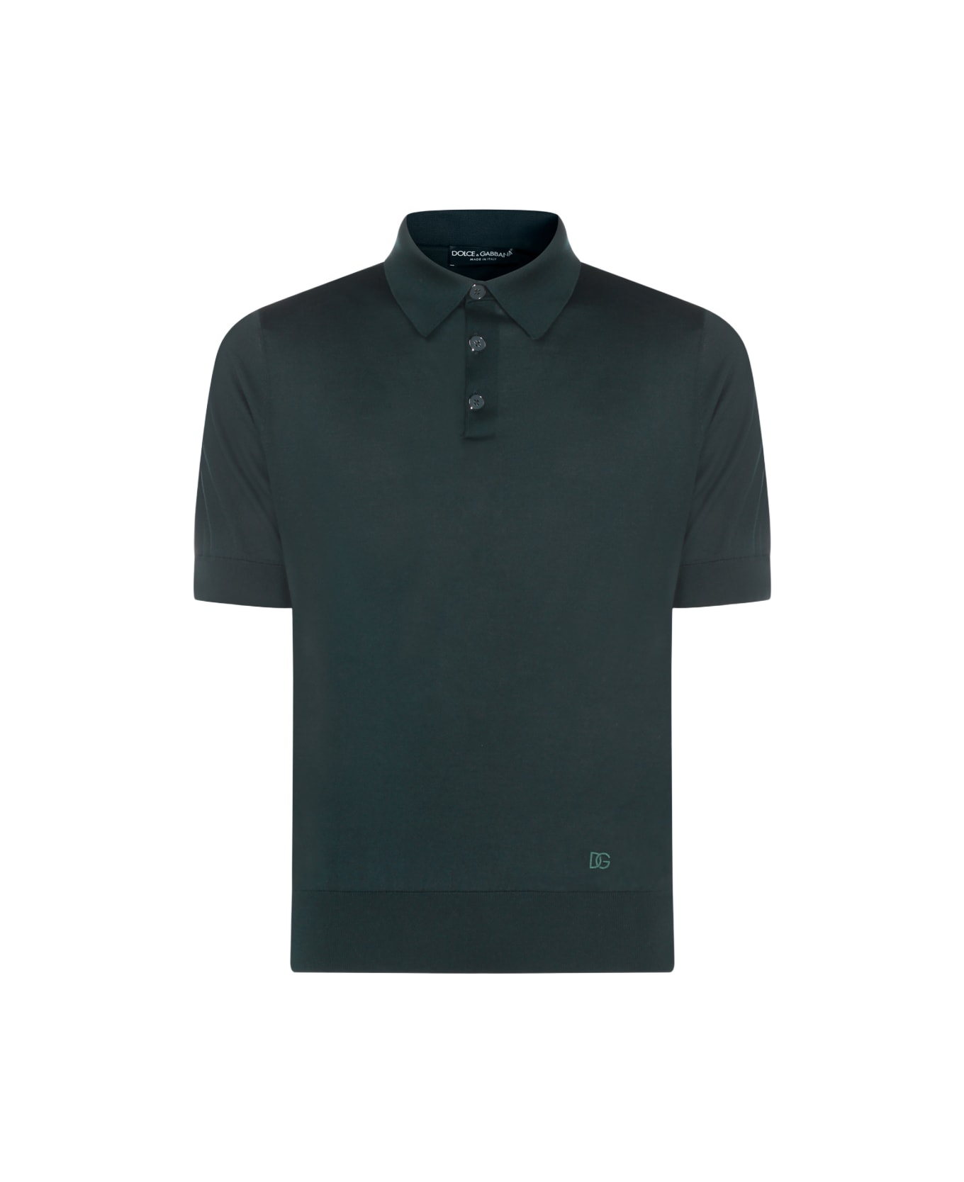 Dolce & Gabbana Green Silk Polo Shirt - Green