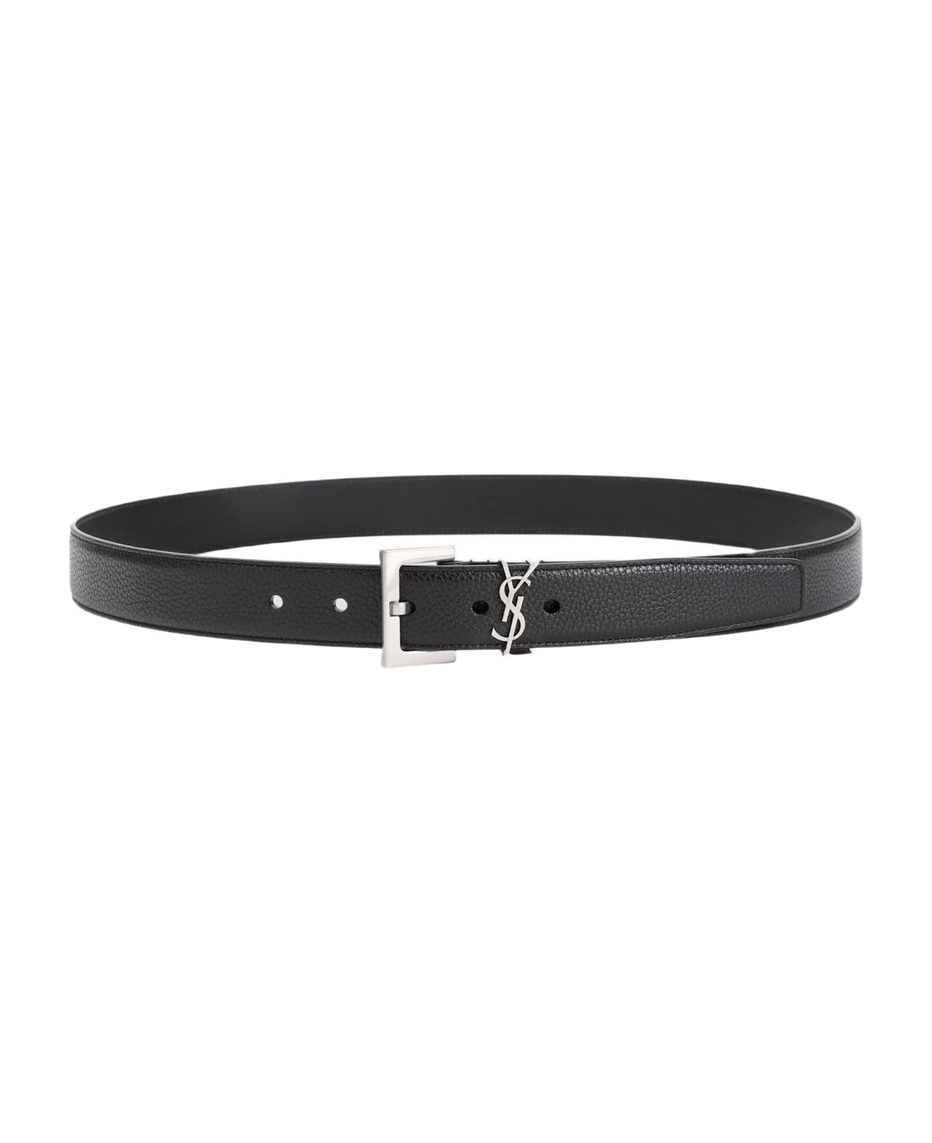 Saint Laurent Grained Calf Leather Belt - Nero