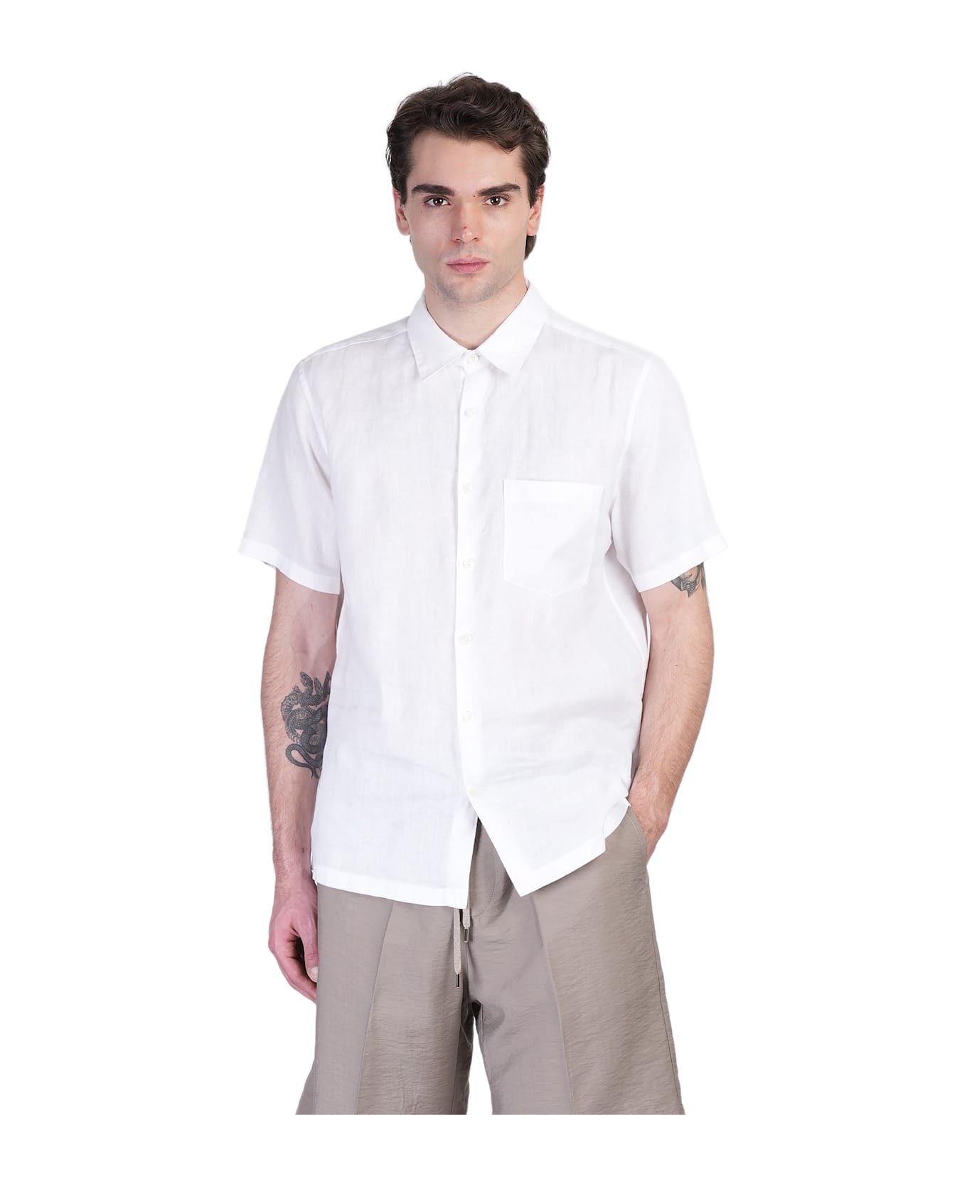 Theory Shirt In White Linen - white