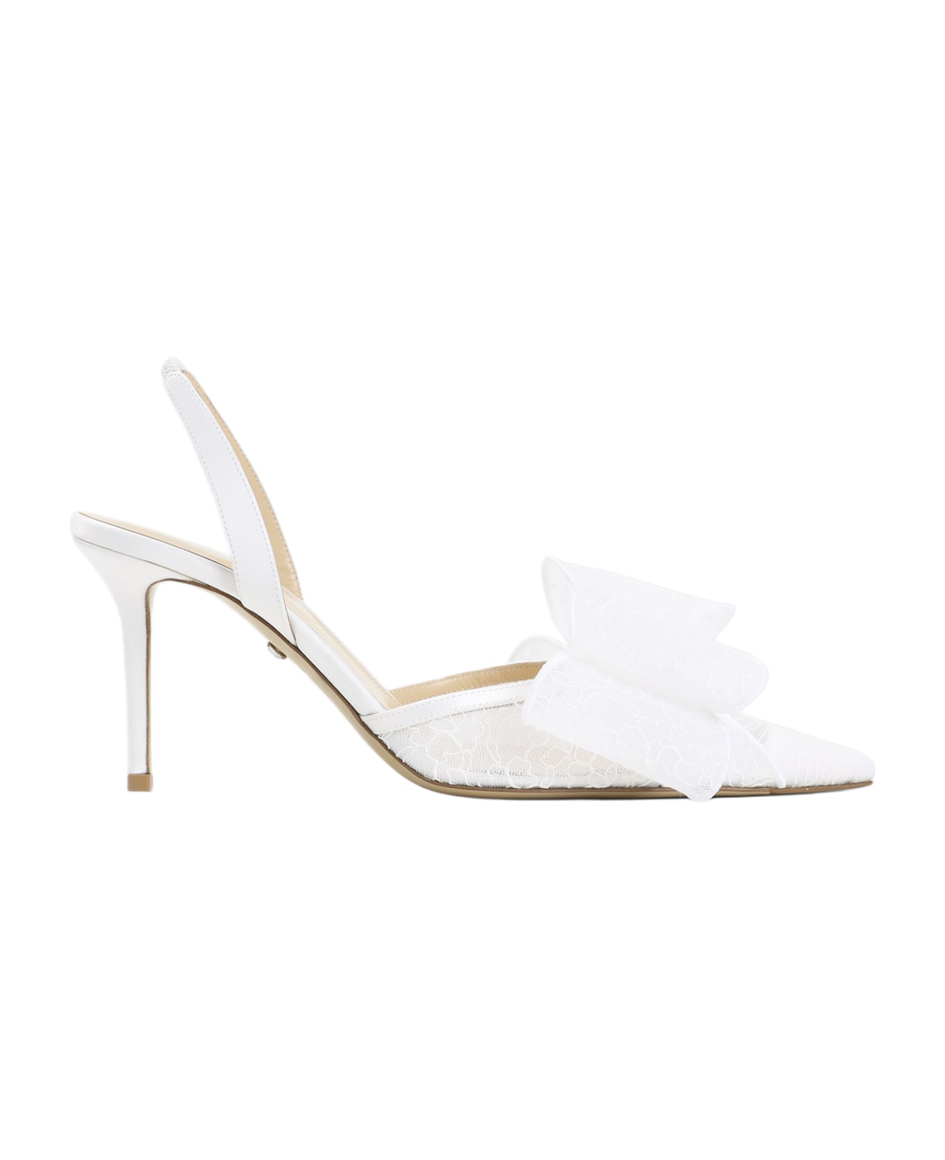 Mach & Mach Le Cadeau White Lace Slingback - White