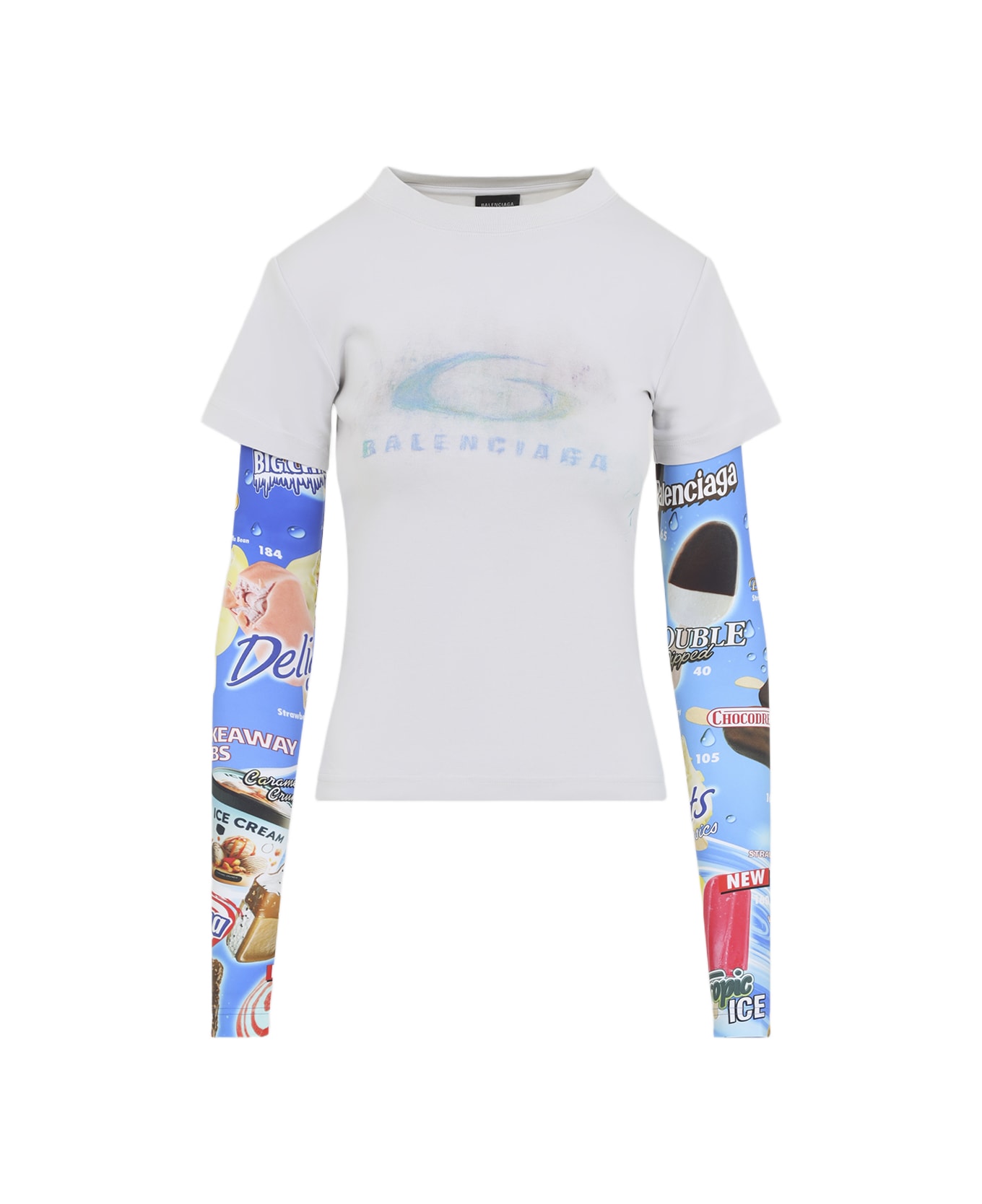 Balenciaga Double Sleeve T-shirt - Dirty White