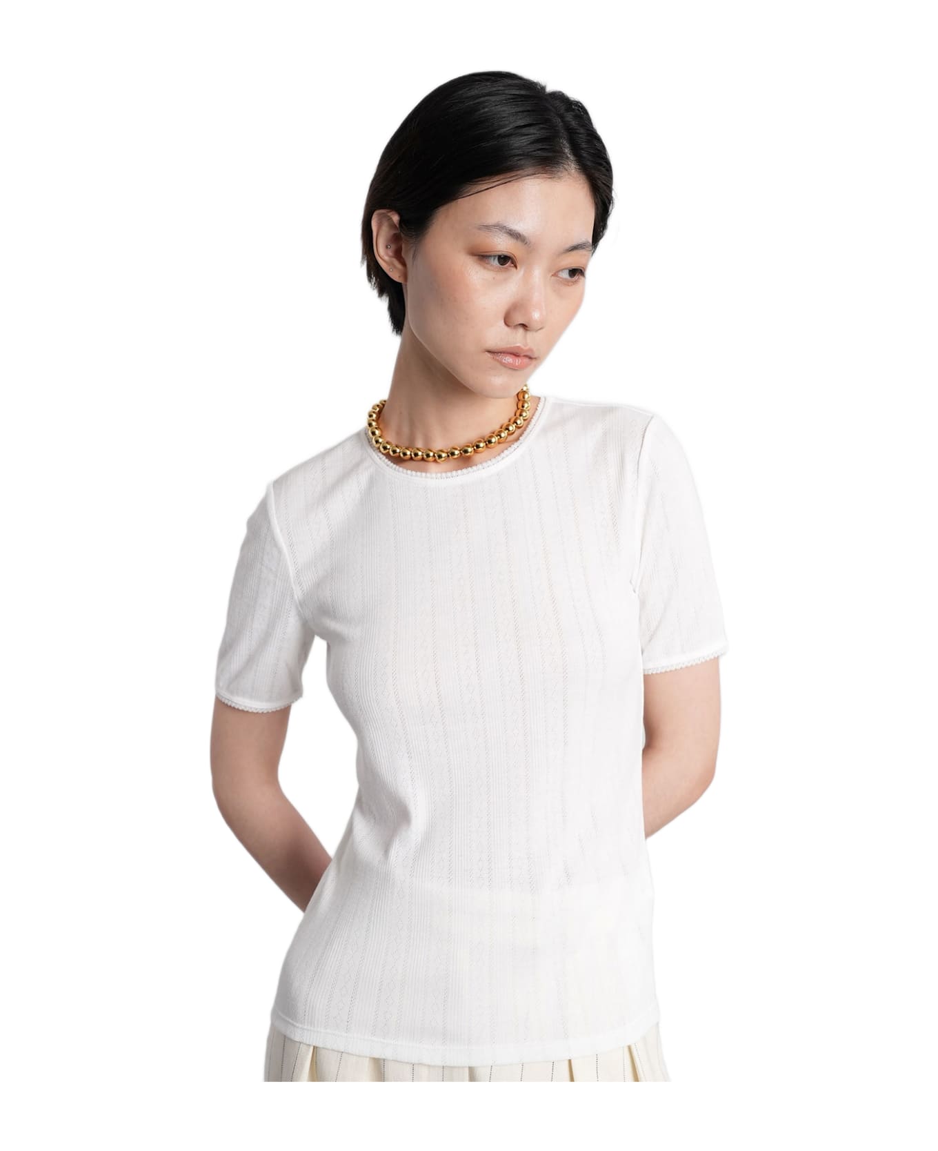 Anine Bing Pia T-shirt In White Polyester - white