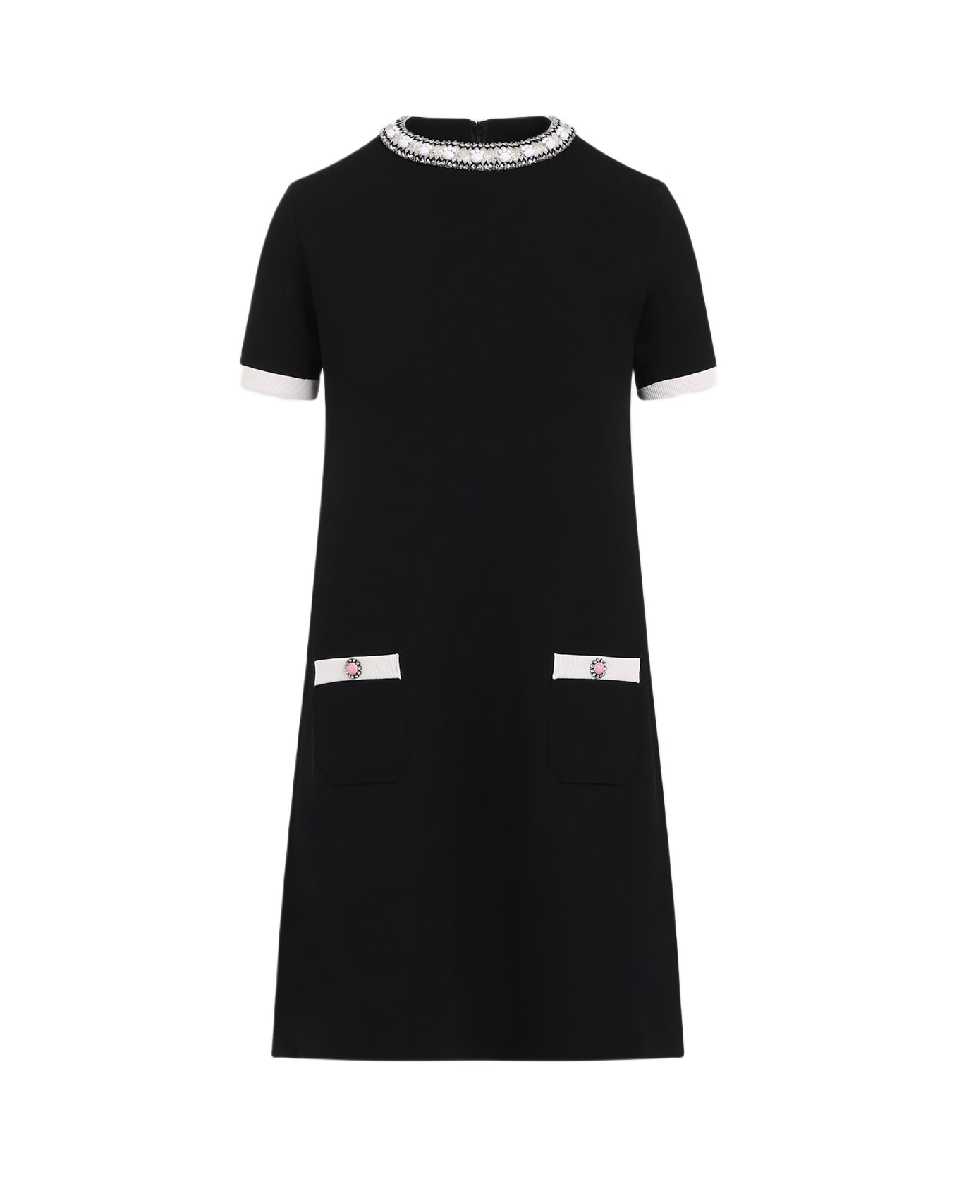 Valentino Acetate Mini Dress - Na Nero Avorio