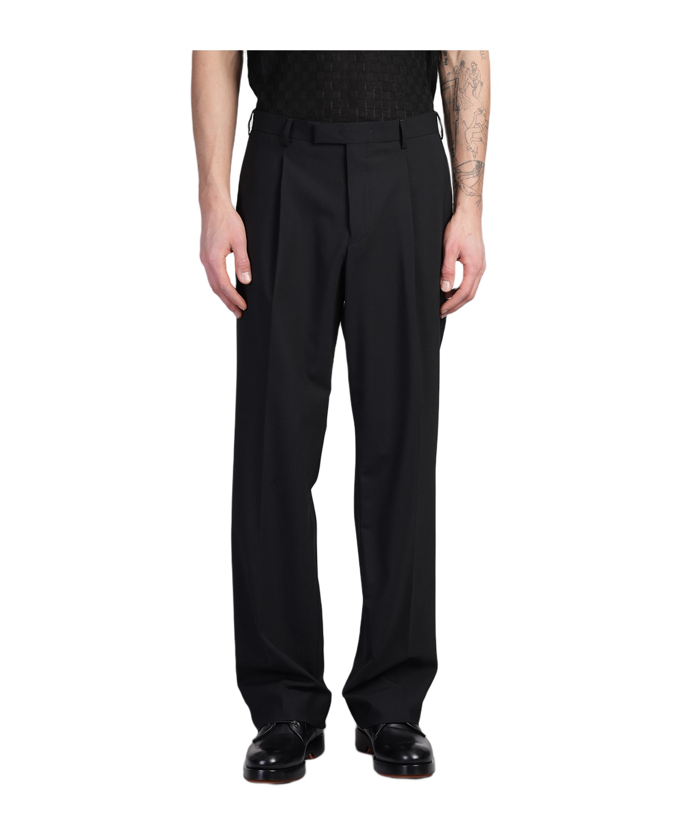 A Paper Kid Pants In Black Wool - black